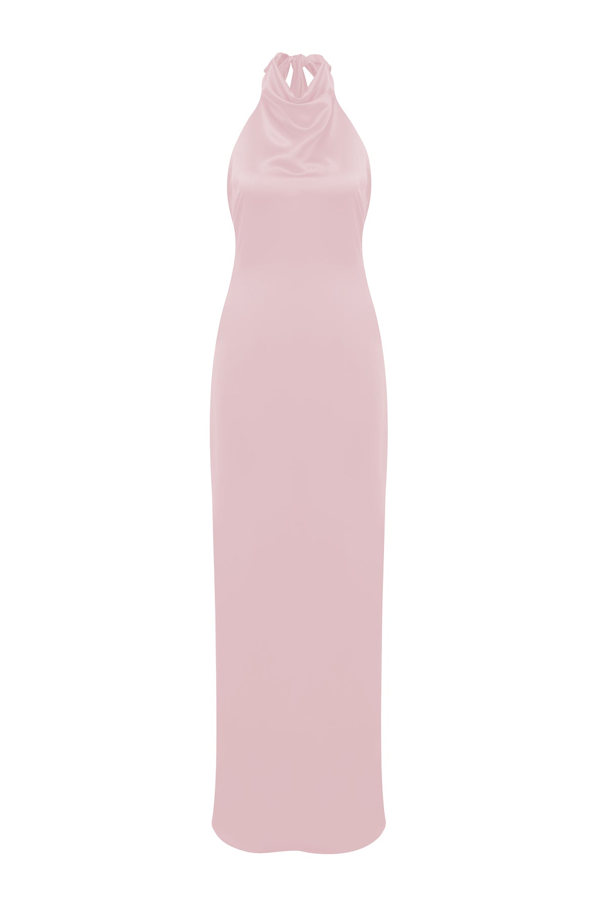 Halley Halter Yaka Uzun Saten Elbise