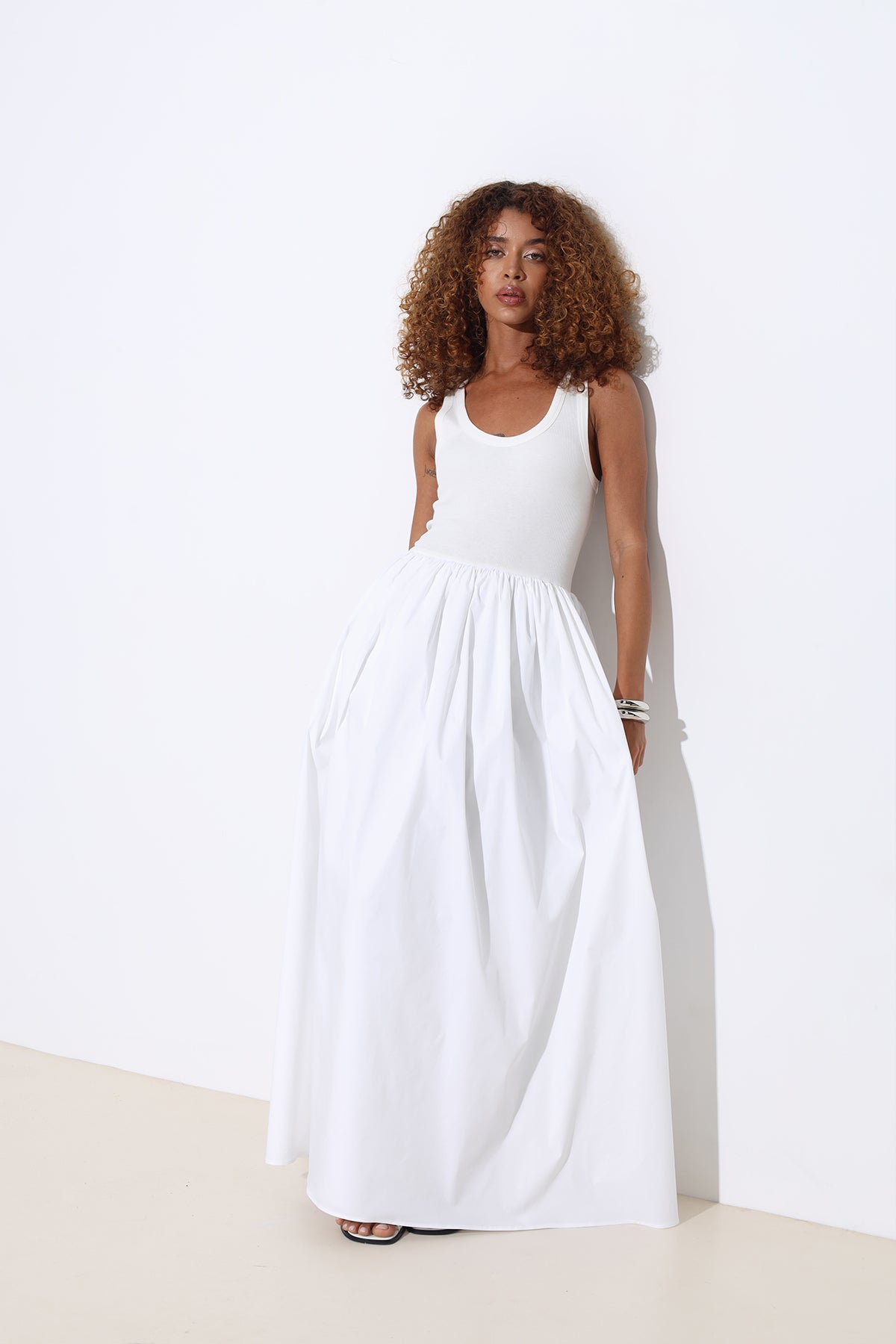Noira Maxi Poplin White Dress
