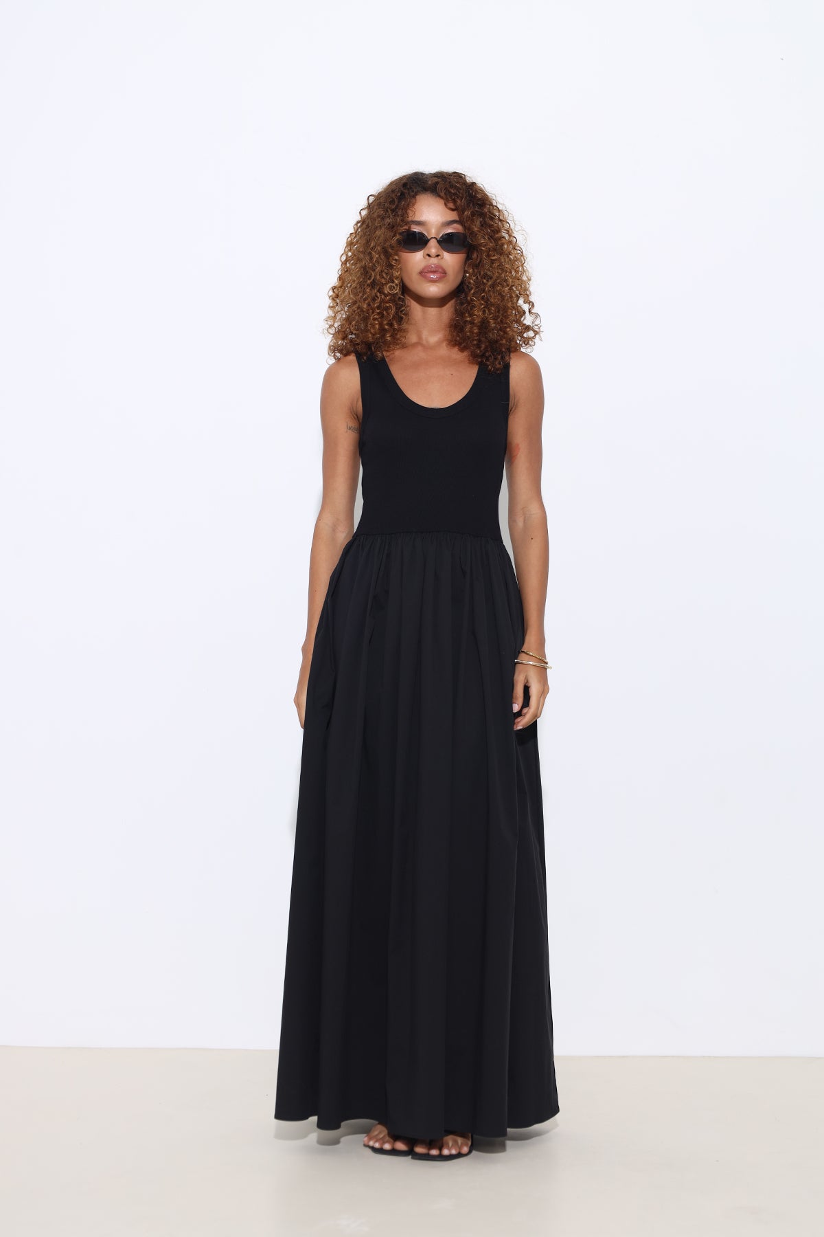 Noira Maxi Poplin Black Dress
