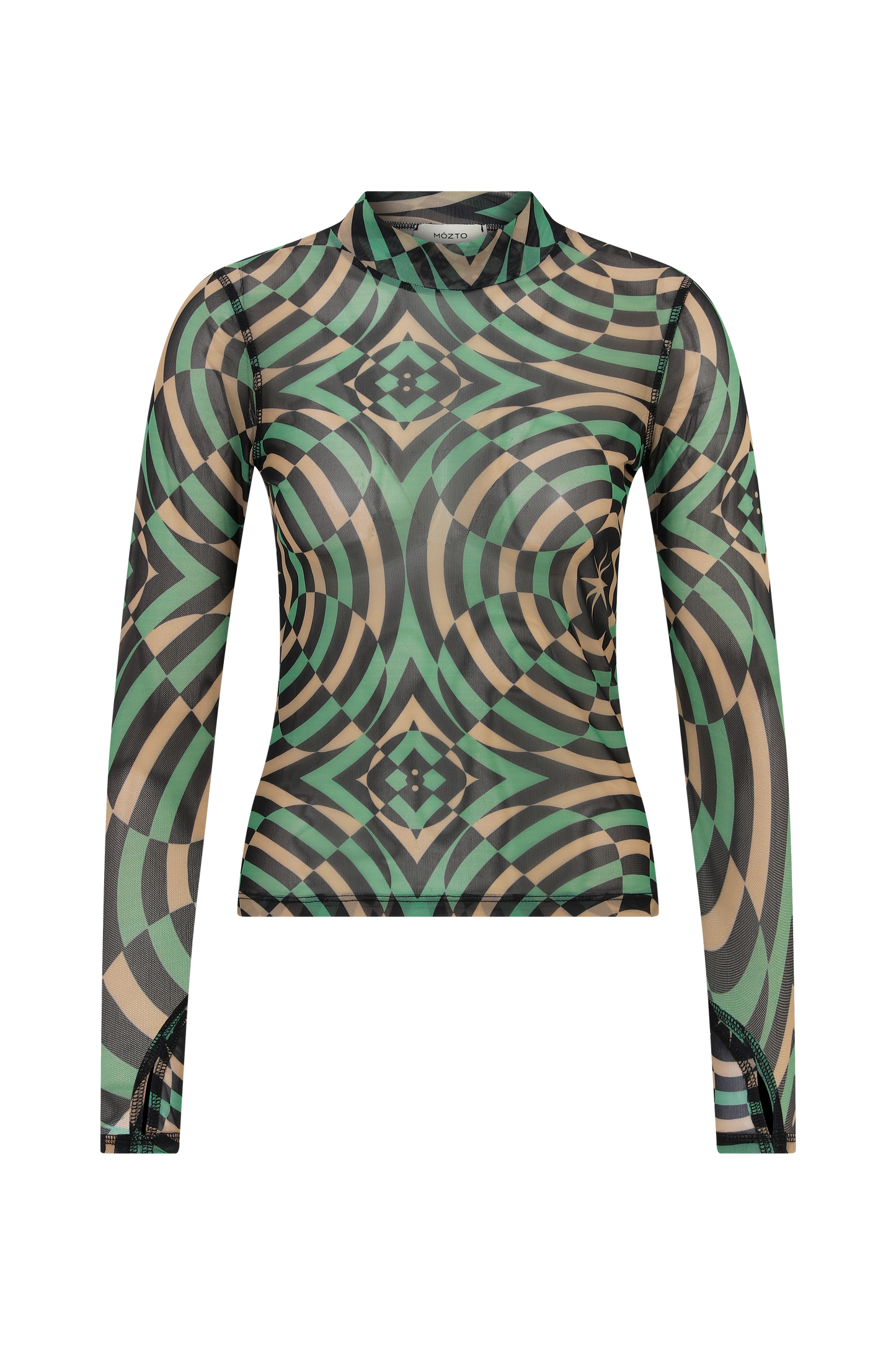 Nora Geometric Printed Green Mesh Body