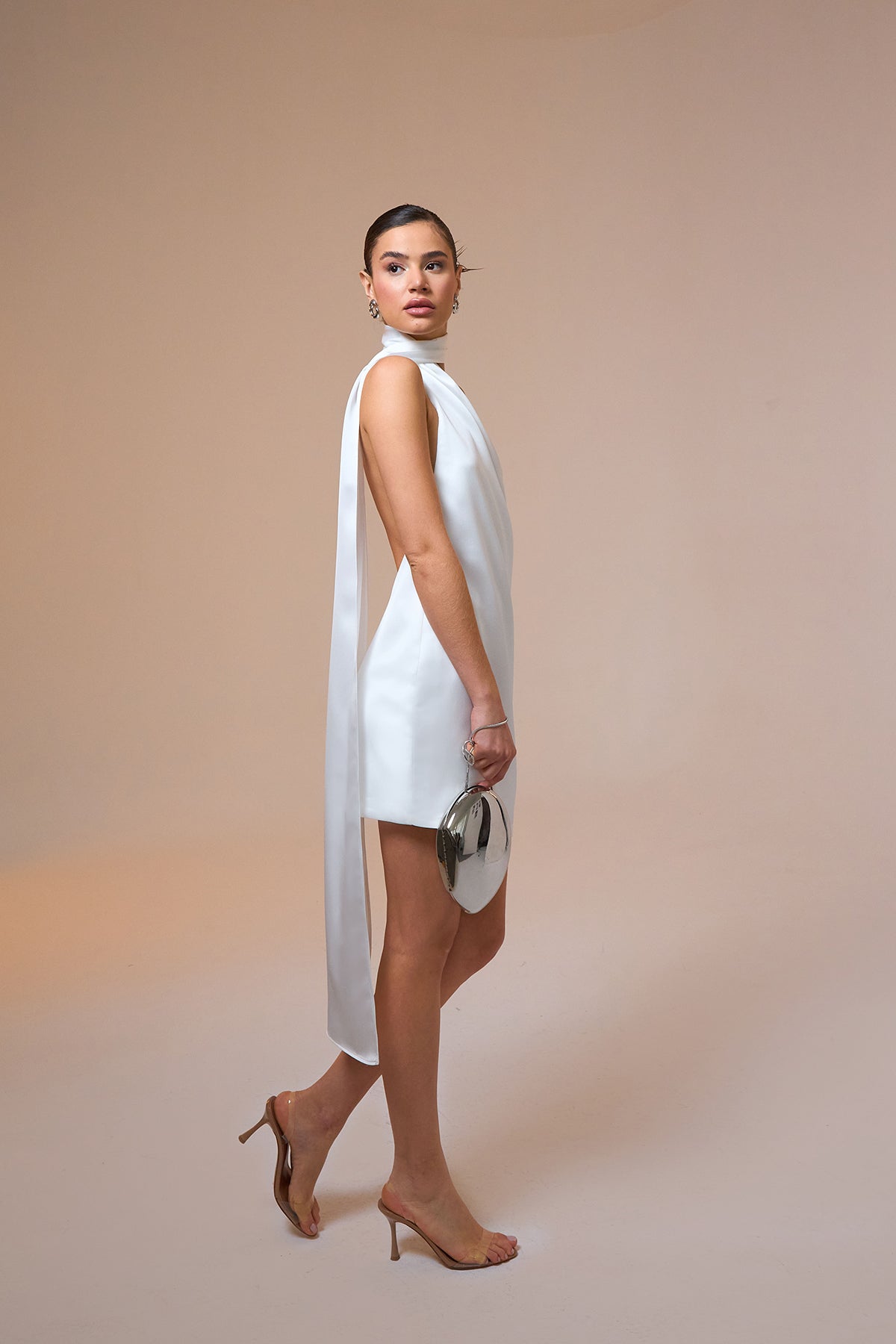 Carina Halter Yaka Saten Mini Elbise