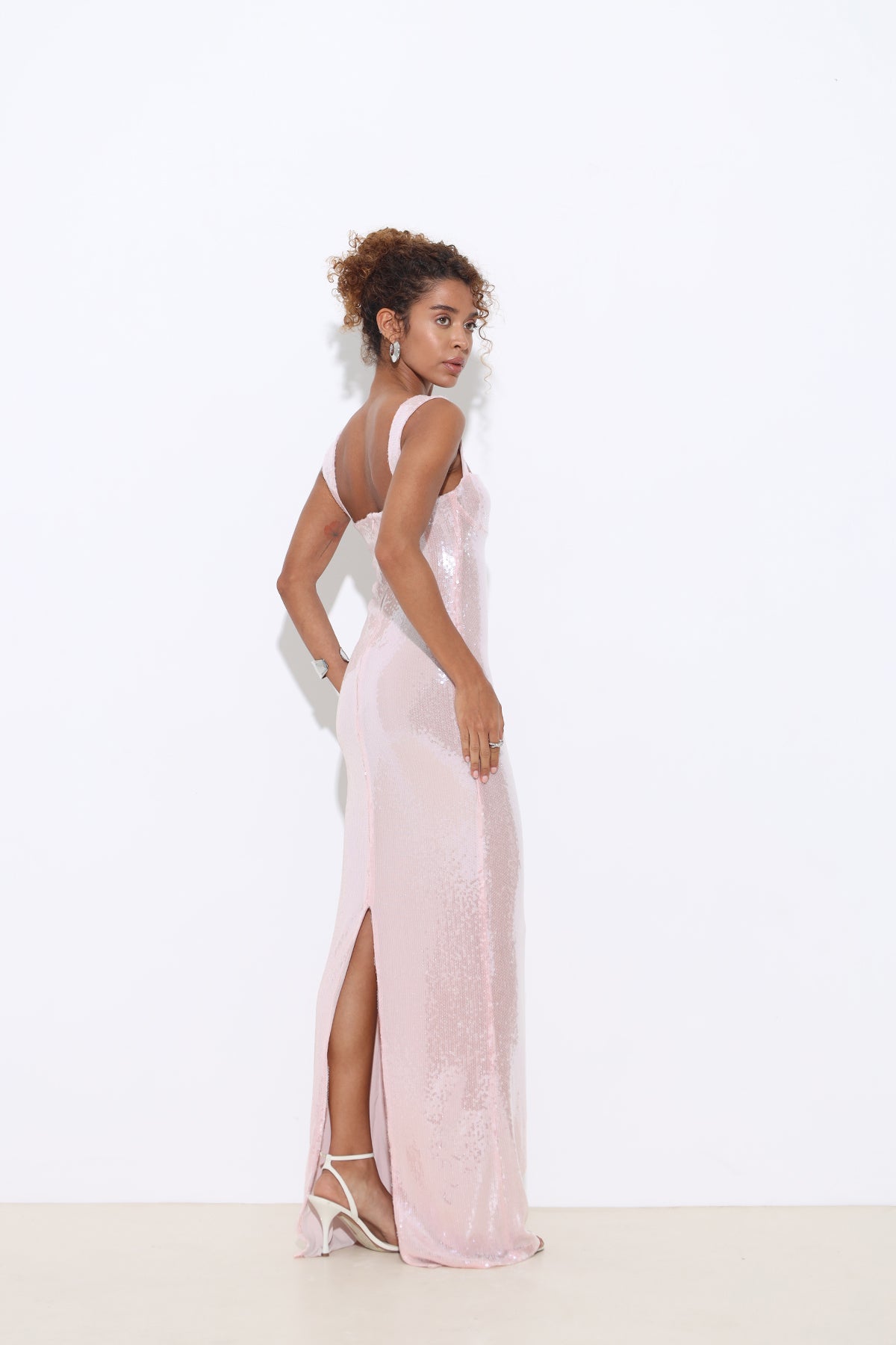 Celina Pink Sequined Maxi Dress