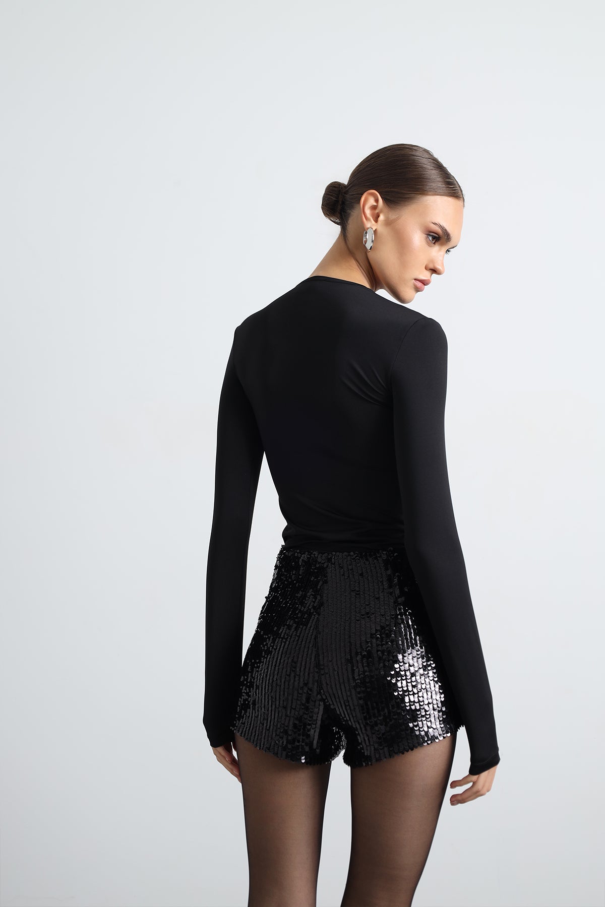 Emara Long Sleve Black Blouse