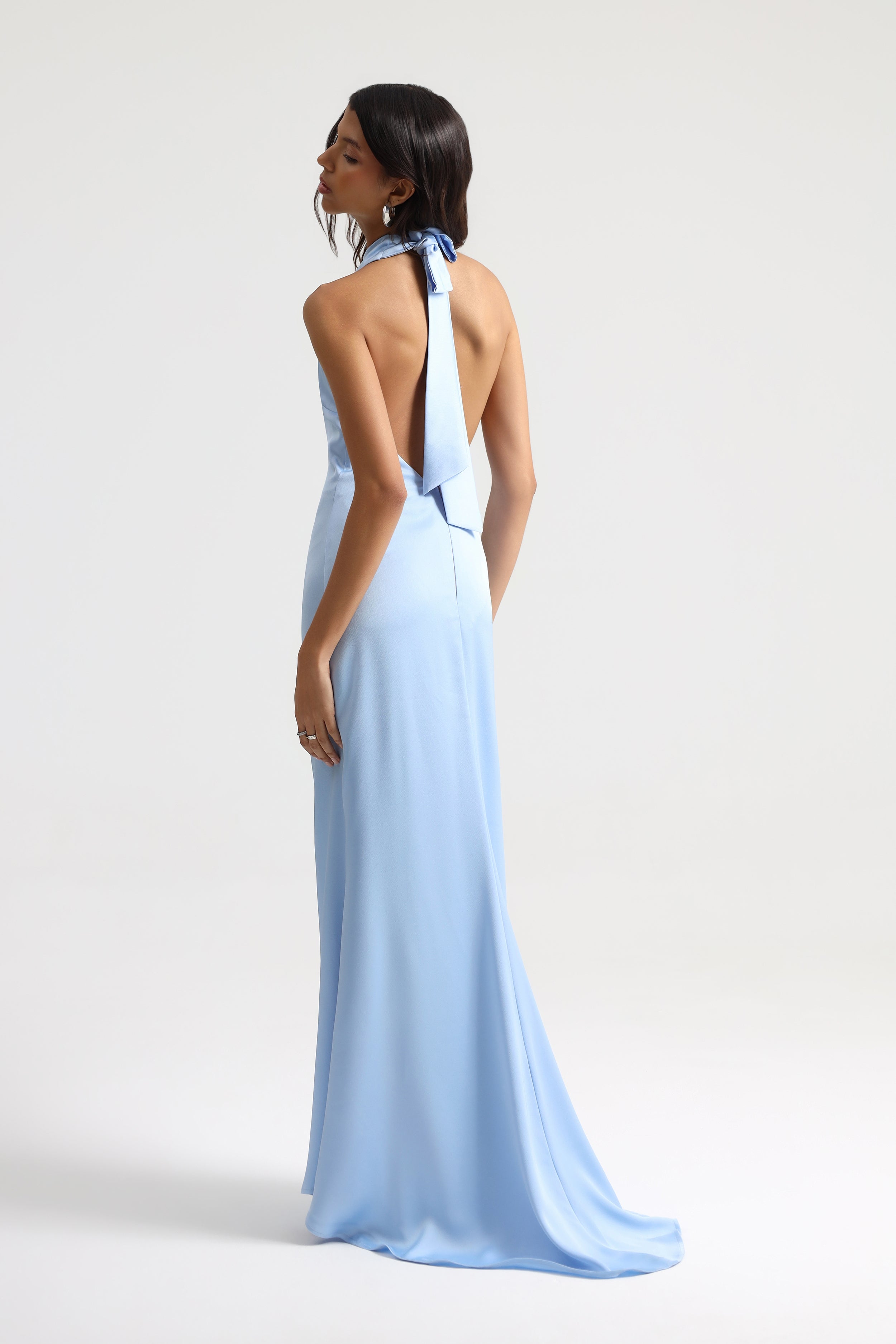 light blue halter neck dress Halley Baby Maxi 38 Fabric Made from 100% Size:FB2 Wholesale A-Line Long Sleeves 529MM