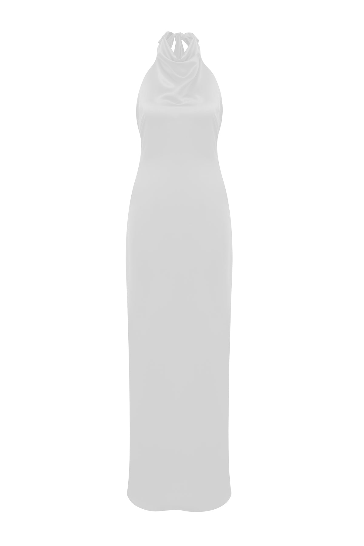 Halley Halter Yaka Uzun Saten Elbise