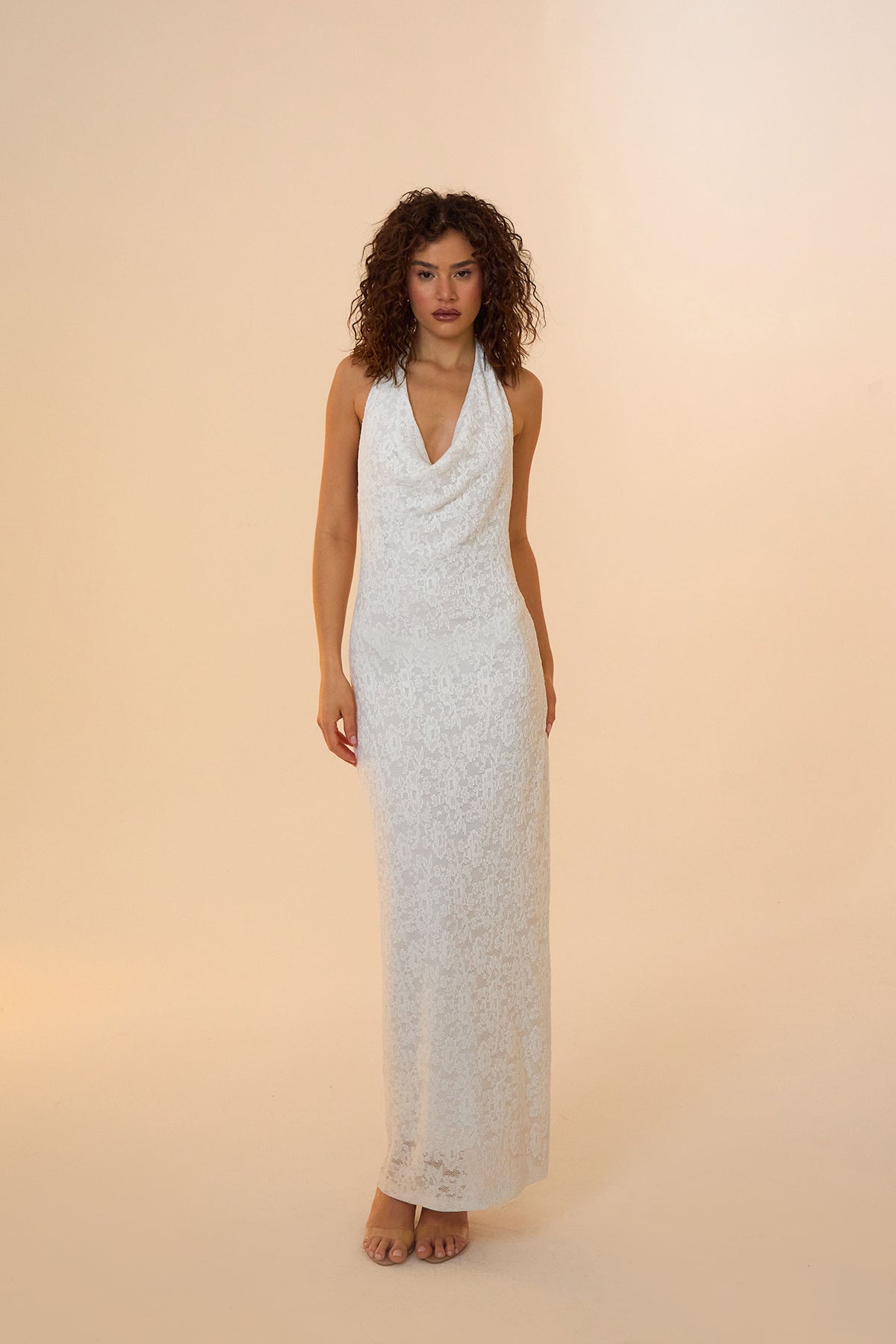 Helene Lace Detail White Dress