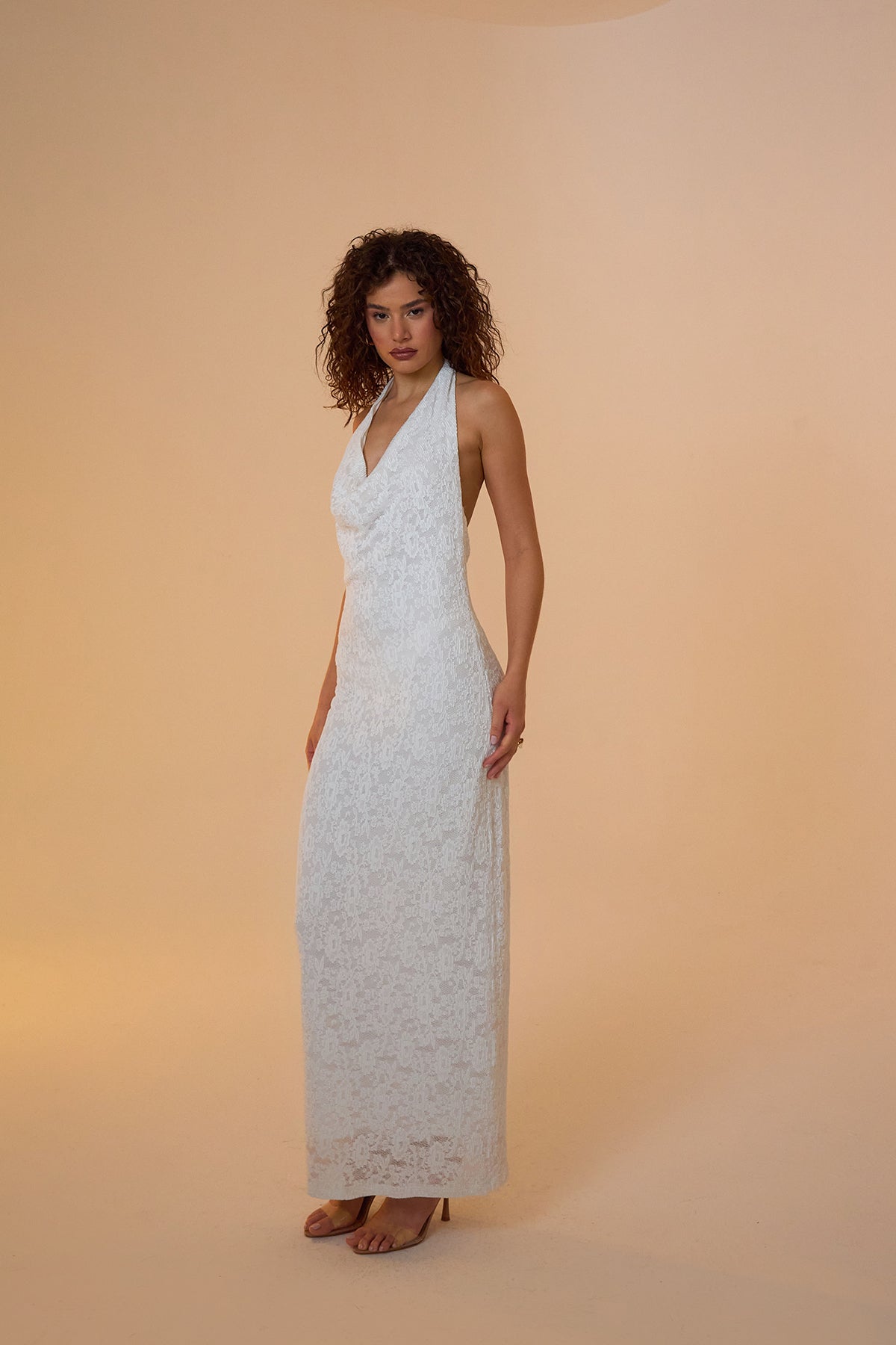 Helene Lace Detail White Dress