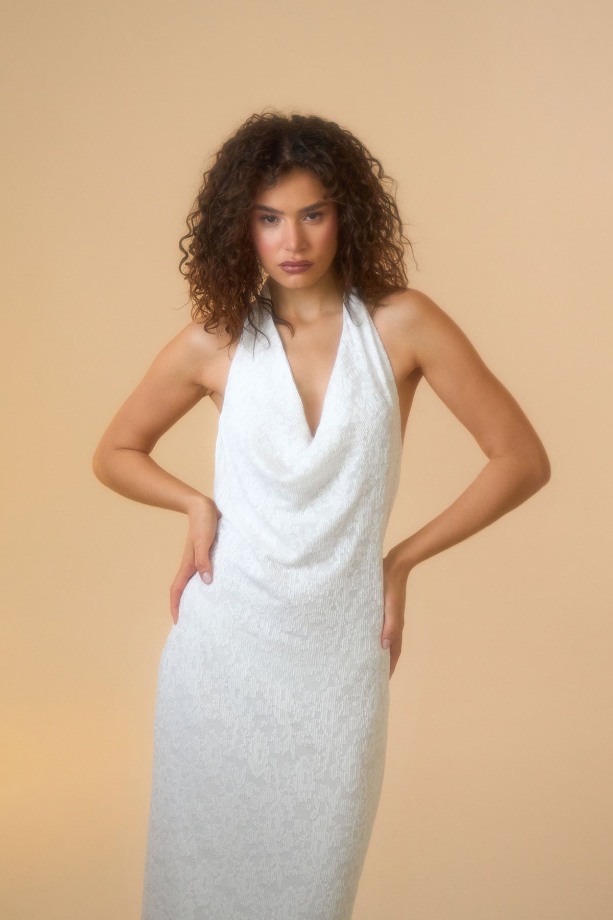 Helene Lace Detail White Dress