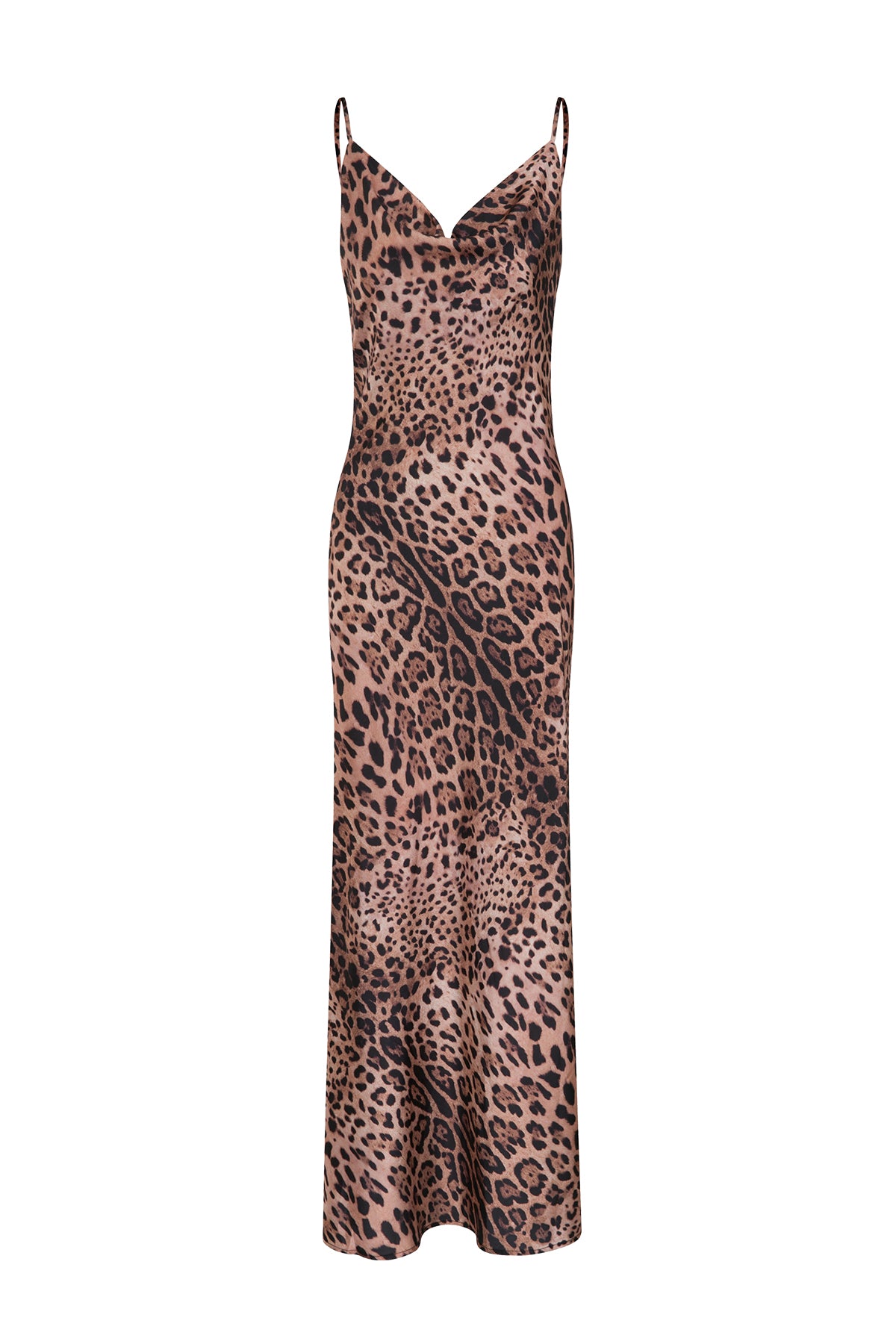 Jace Satin Leopar Print Maxi Slip Dress