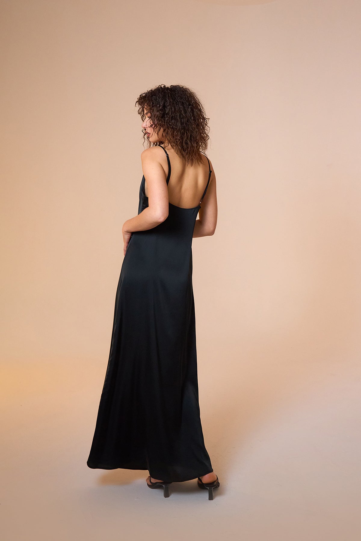 Jace Satin Black Maxi Slip Dress
