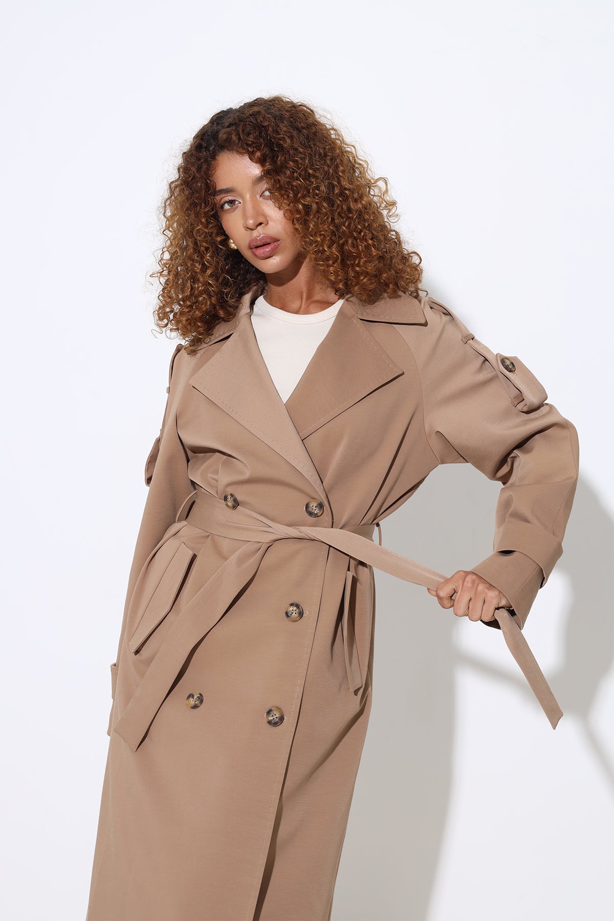 Marvine Maxi Camel Trench Coat
