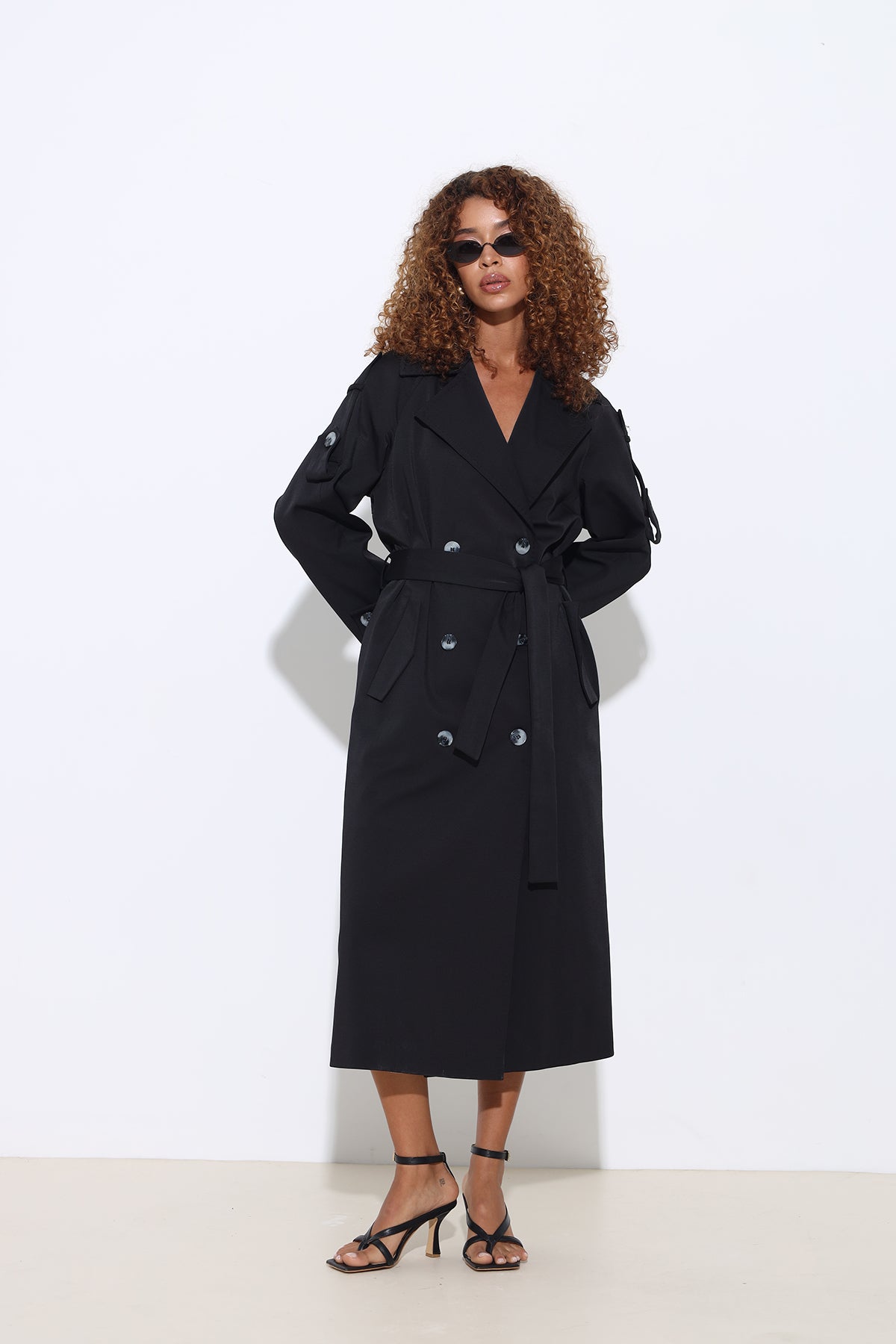 Marvine Maxi Black Trench Coat