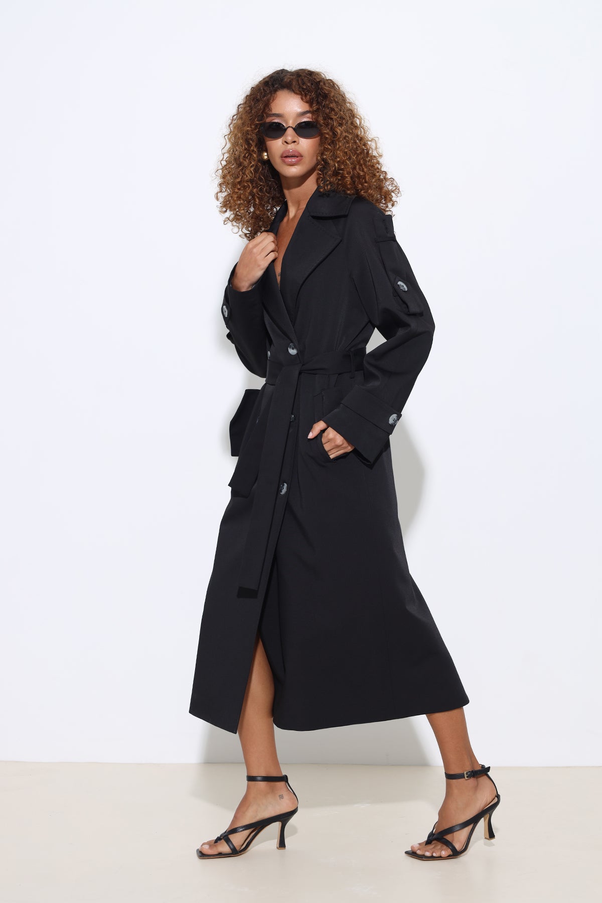 Marvine Maxi Black Trench Coat