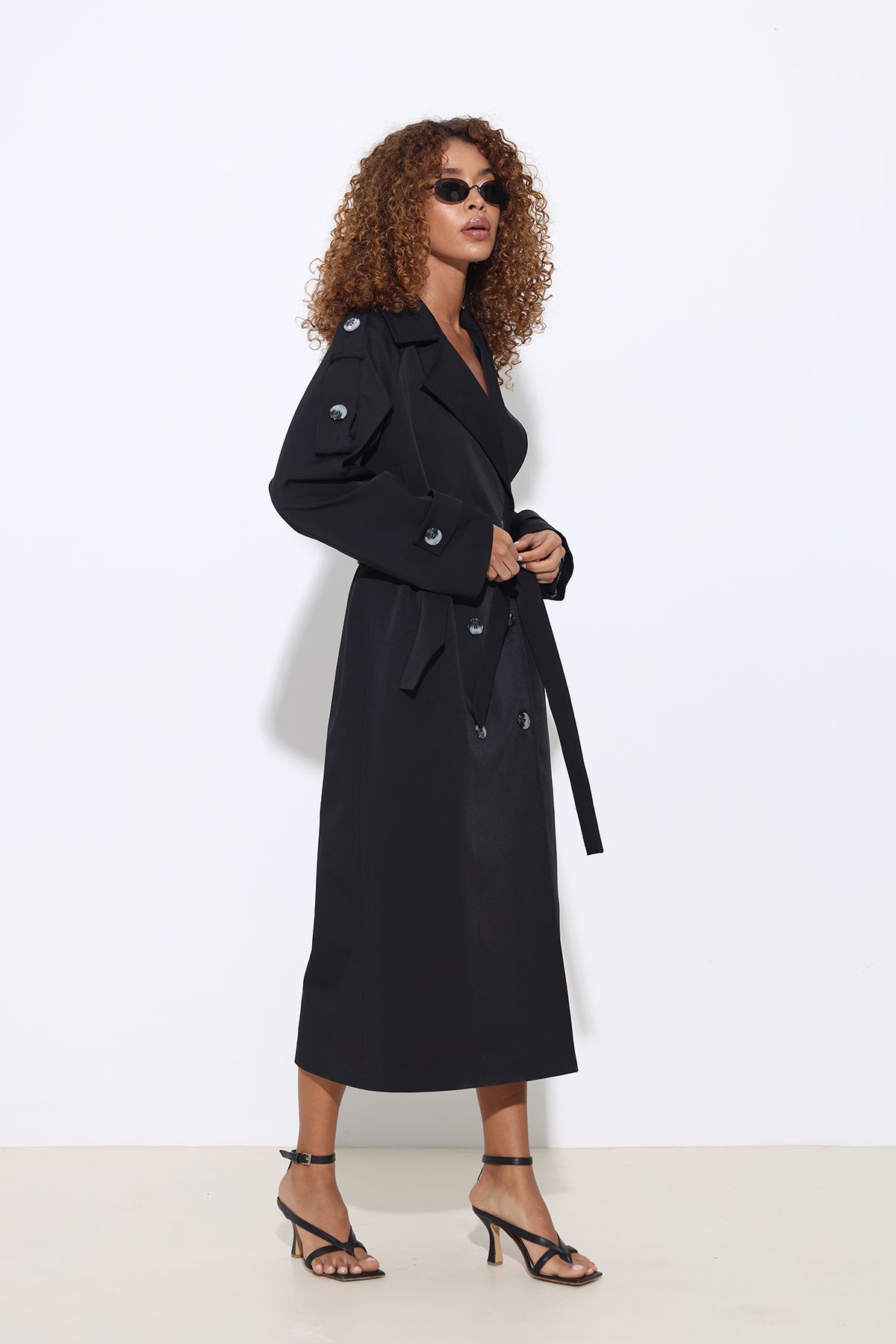 Marvine Maxi Black Trench Coat