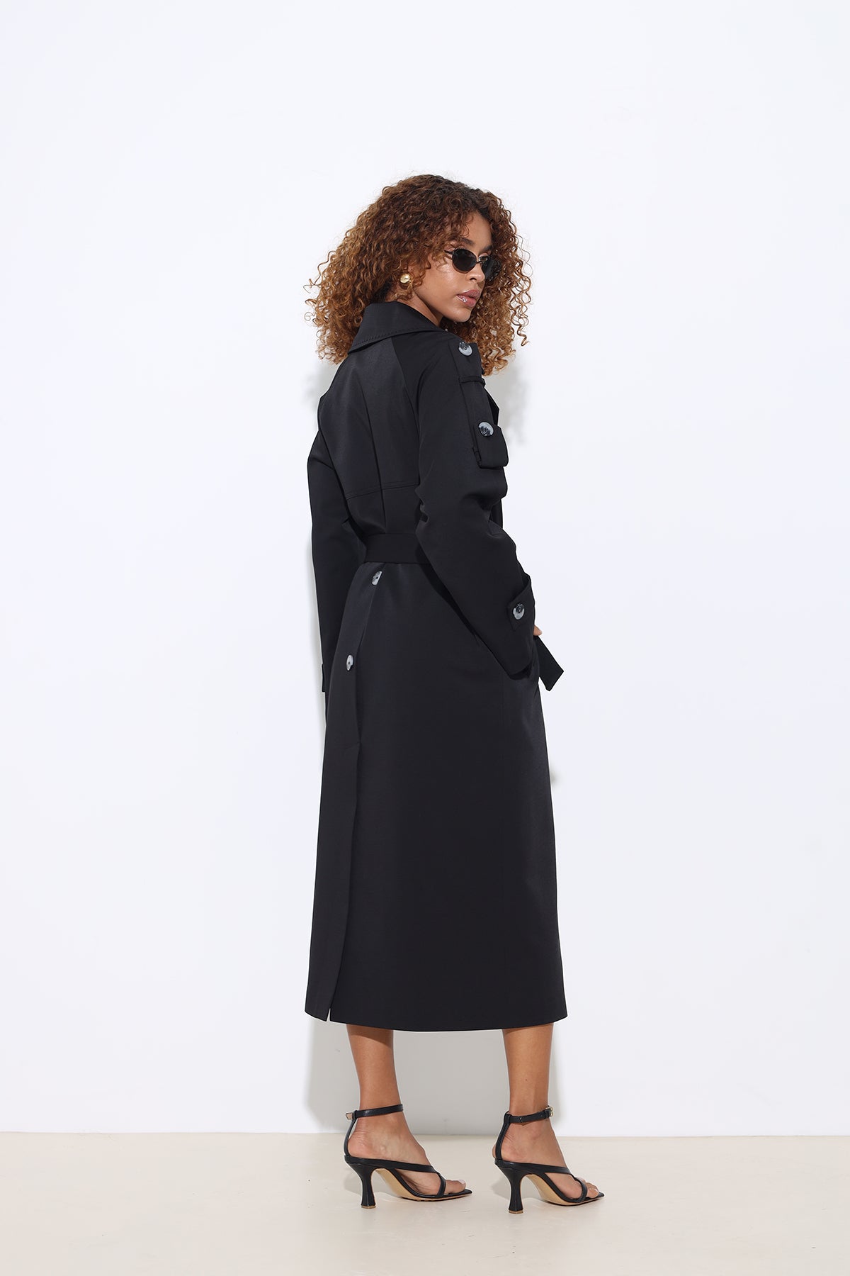 Marvine Maxi Black Trench Coat