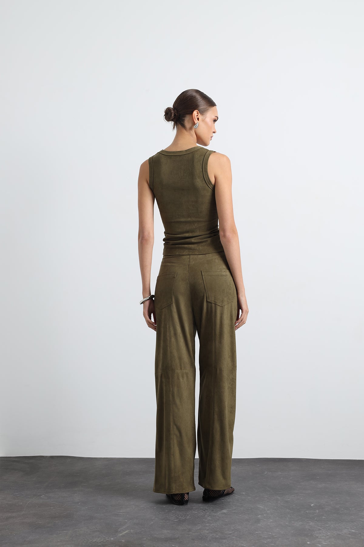 Olvenne Yeşil Süet Pantolon