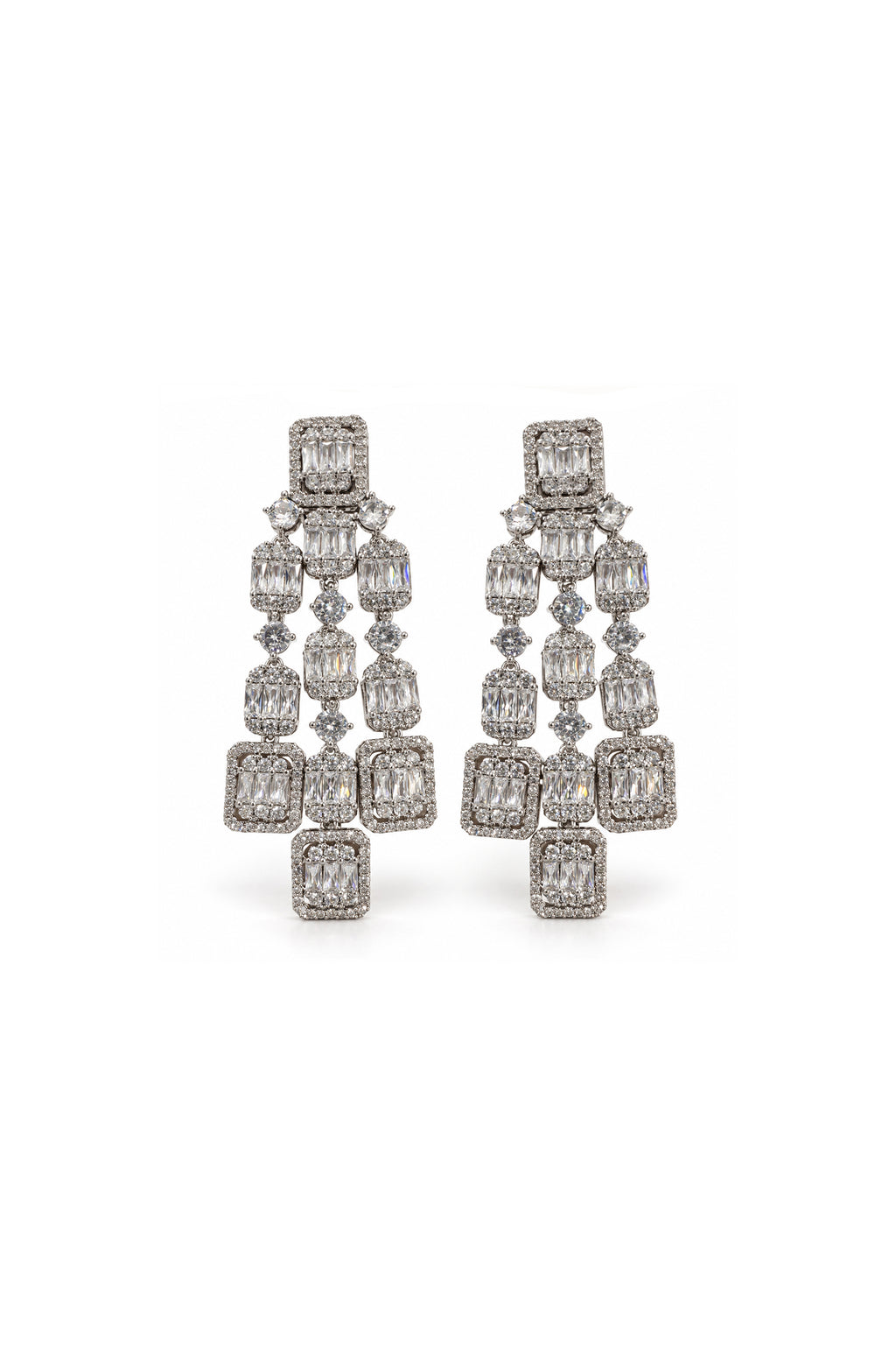 Lumera Silver Baguette  Evening Earrings