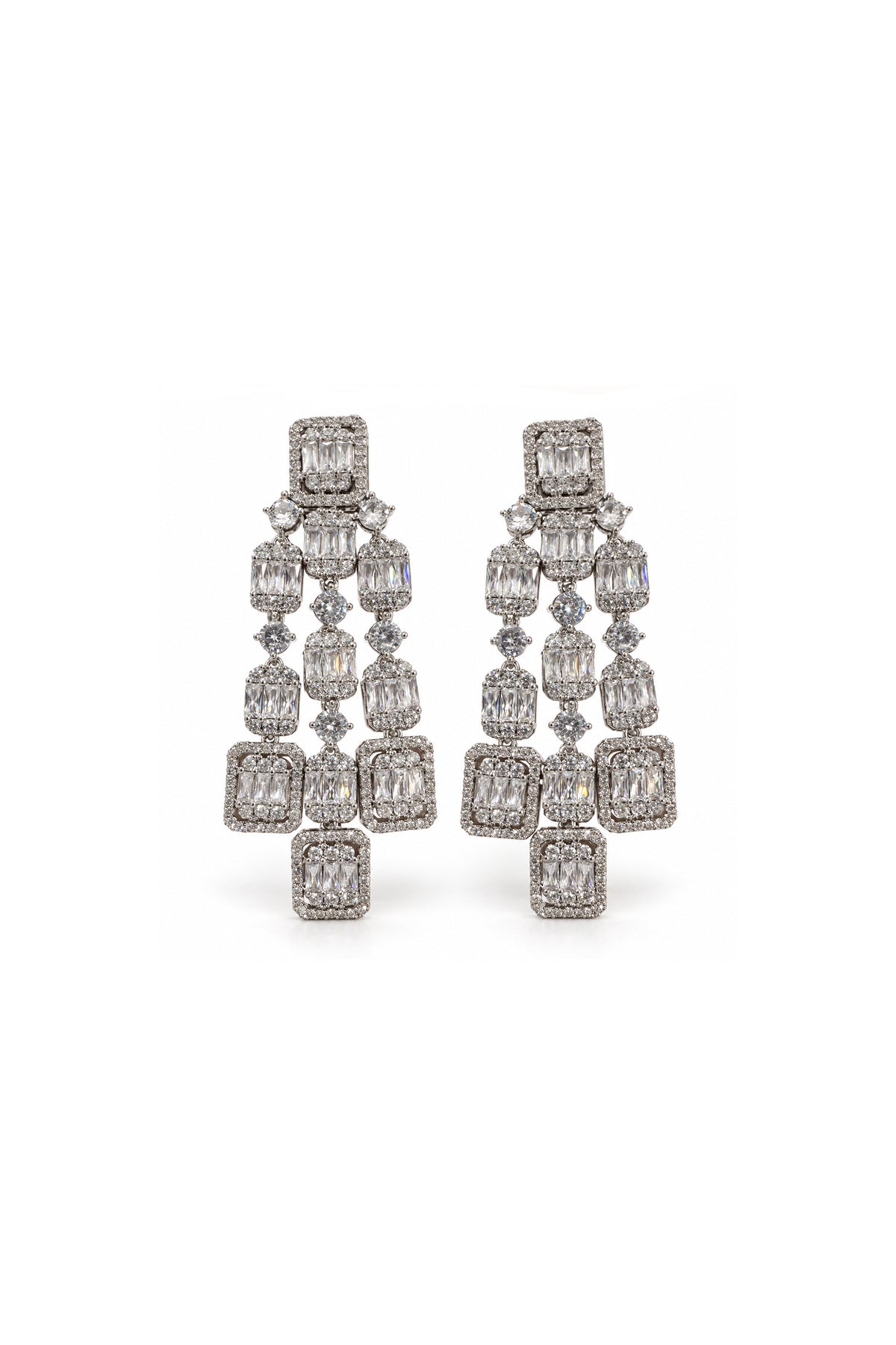 Lumera Silver Baguette  Evening Earrings