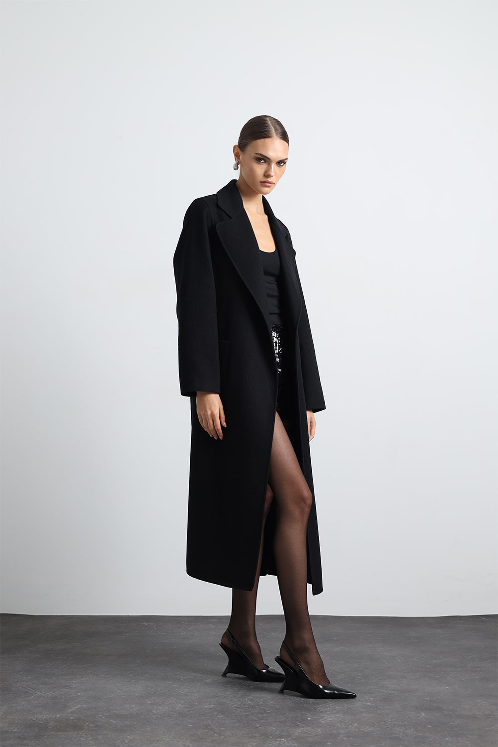Moxe 100% Virgin Wool Black Coat