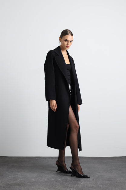 Moxe 100% Virgin Wool Black Coat