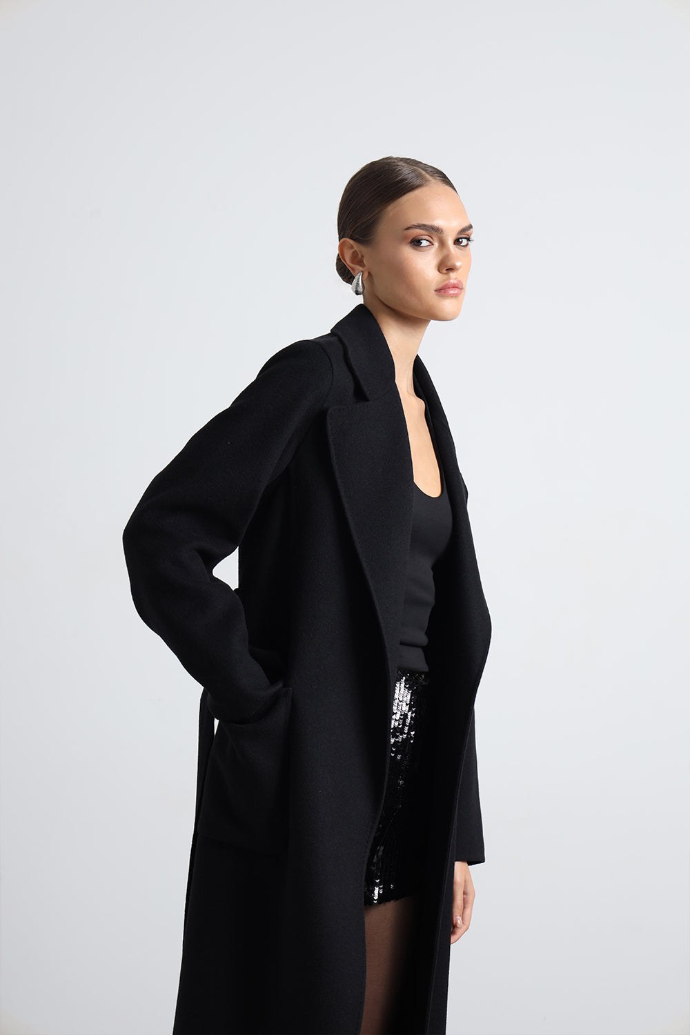 Moxe 100% Virgin Wool Black Coat