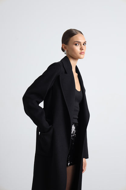 Moxe 100% Virgin Wool Black Coat