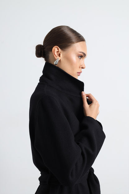 Moxe 100% Virgin Wool Black Coat