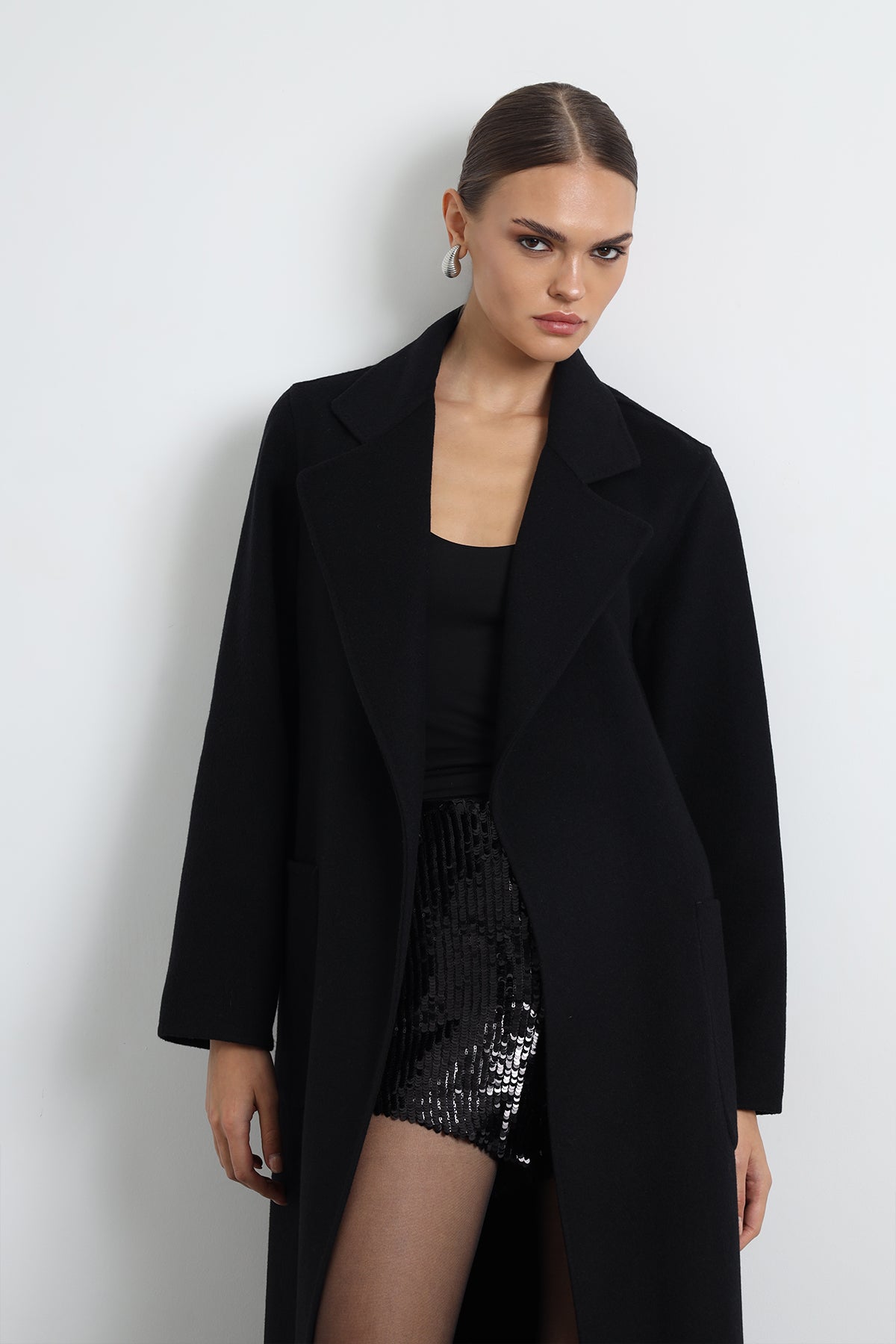 Moxe 100% Virgin Wool Black Coat