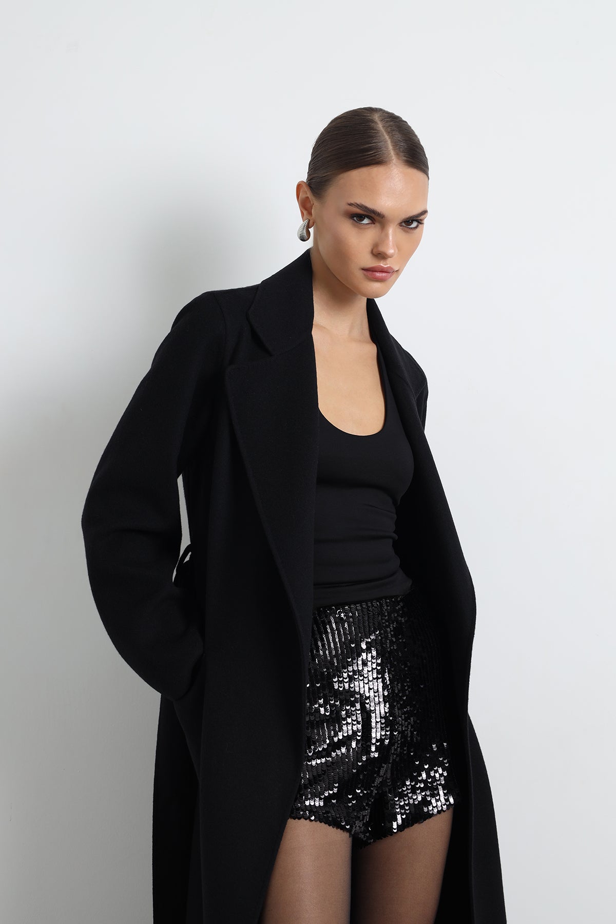 Moxe 100% Virgin Wool Black Coat