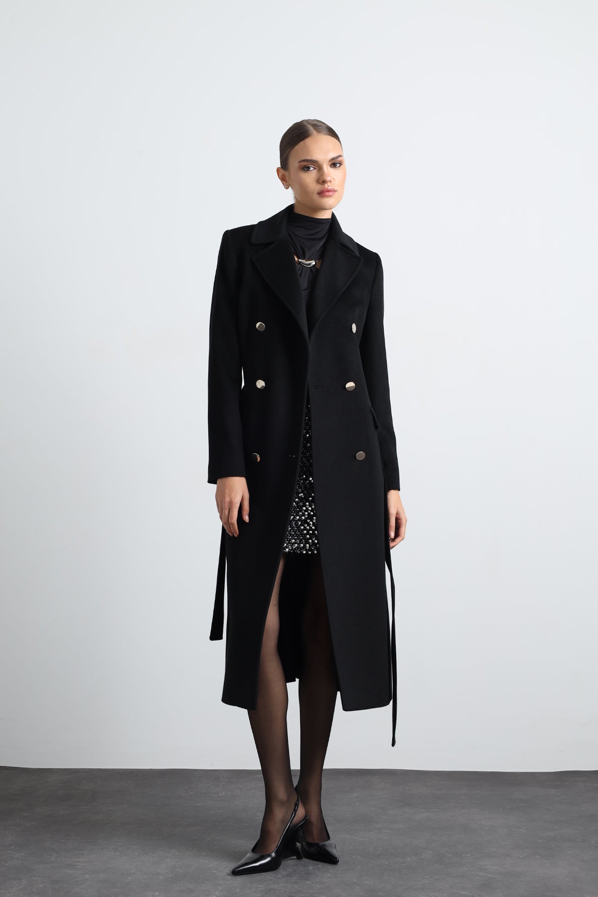 Milara 100% Virgin Wool Black Coat