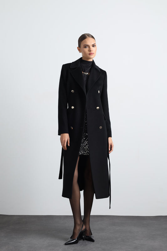 Milara 100% Virgin Wool Black  Coat