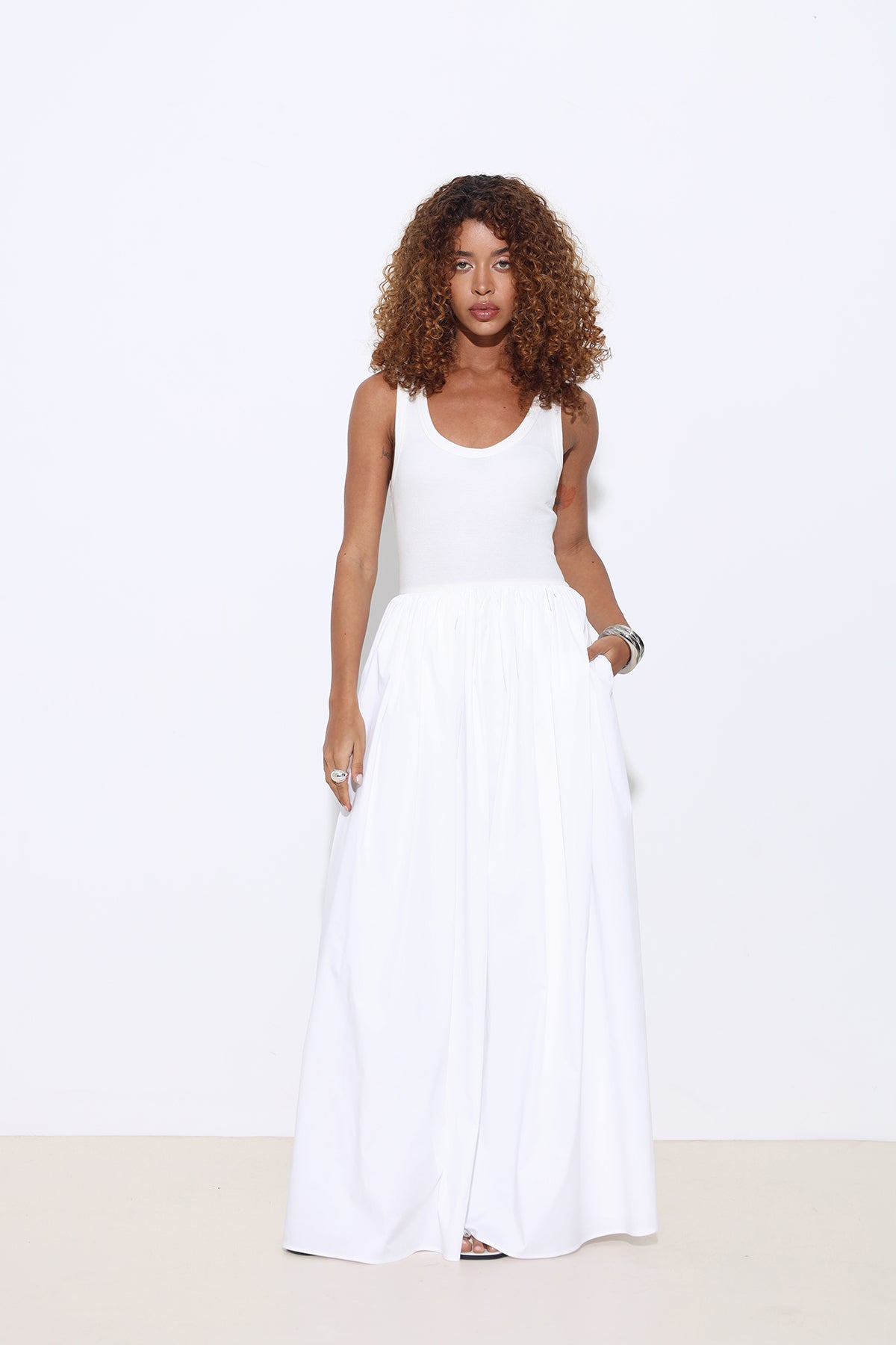 Noira Maxi Poplin White Dress