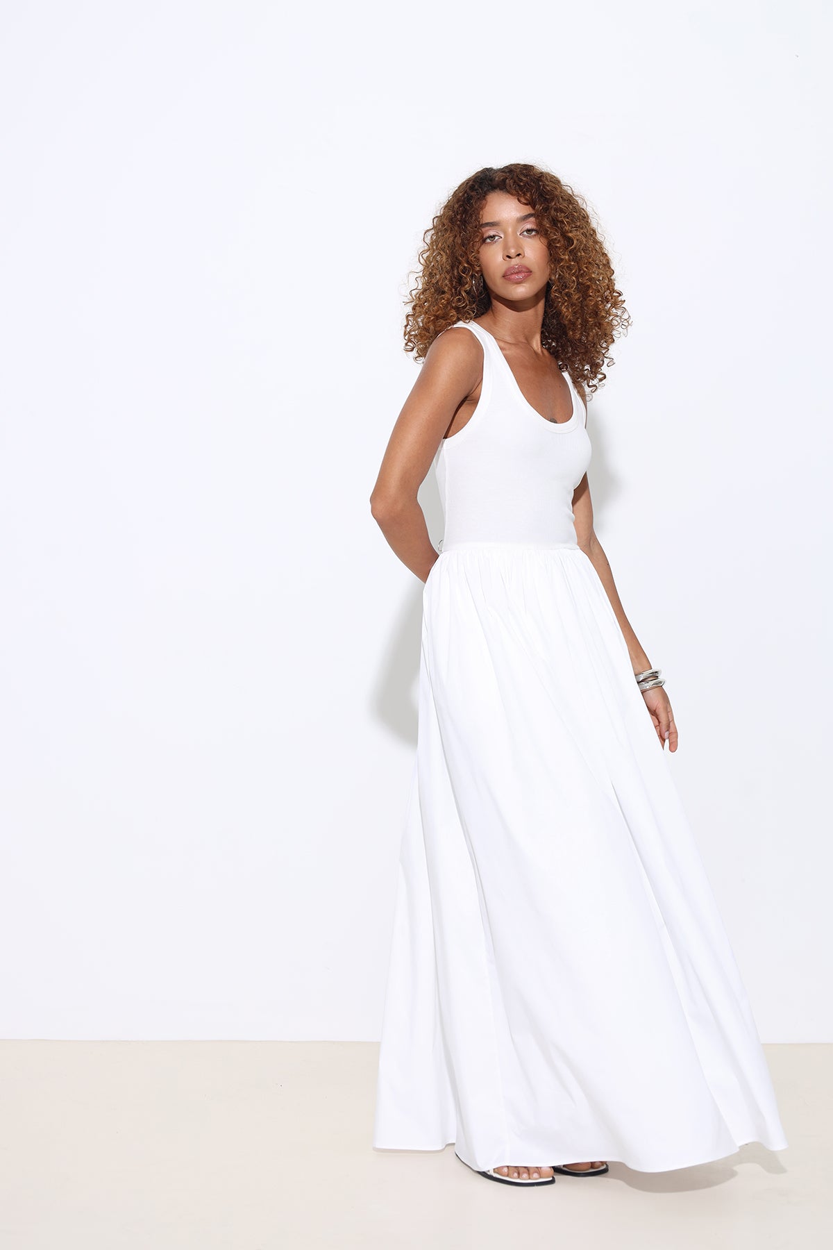 Noira Maxi Poplin White Dress
