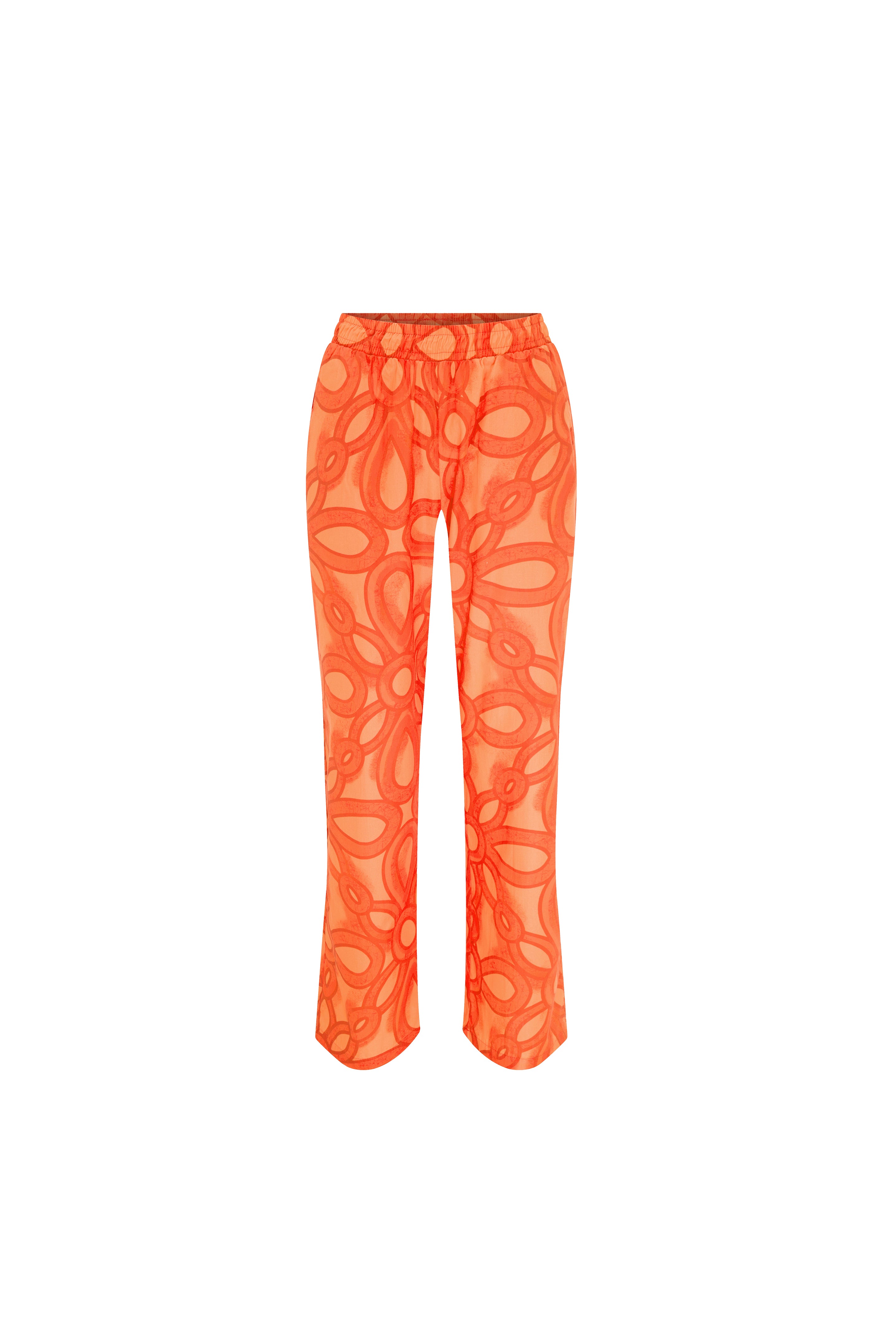 Rina Geometric Printed Orange Coton Pants