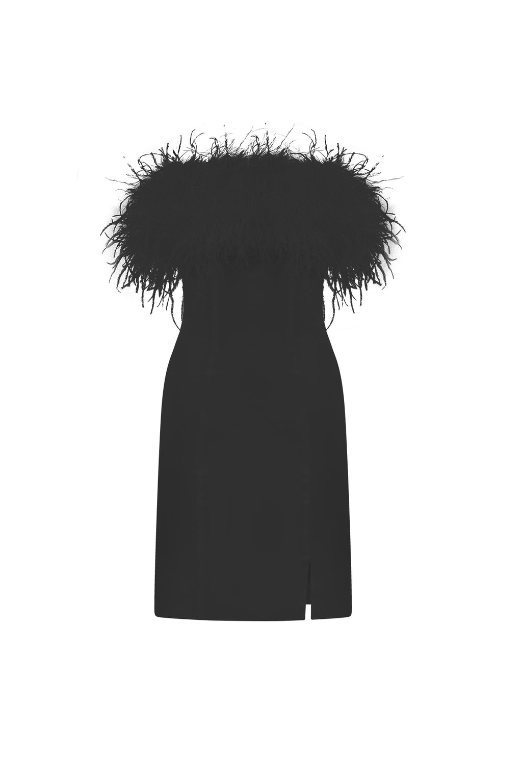 Liana Feathered Black Mini Dress