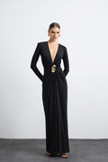 Sayora Long Sleeve Maxi Black Dress