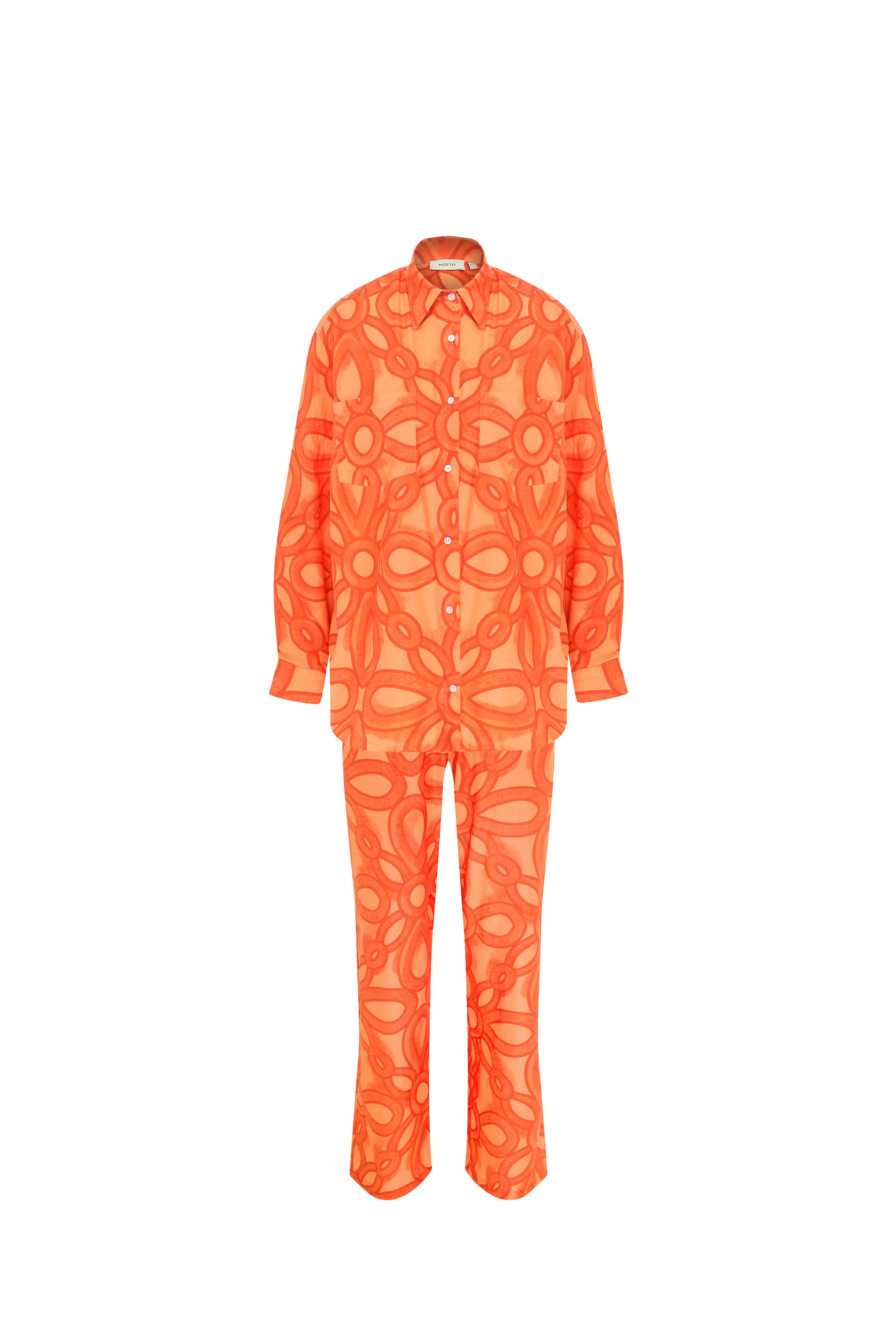 Berta Oversize Orange Shirt and Trouser Set