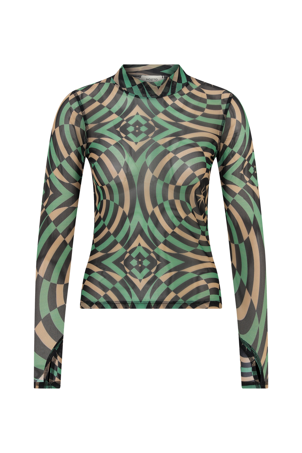 Nora Geometric Printed Green Mesh Body