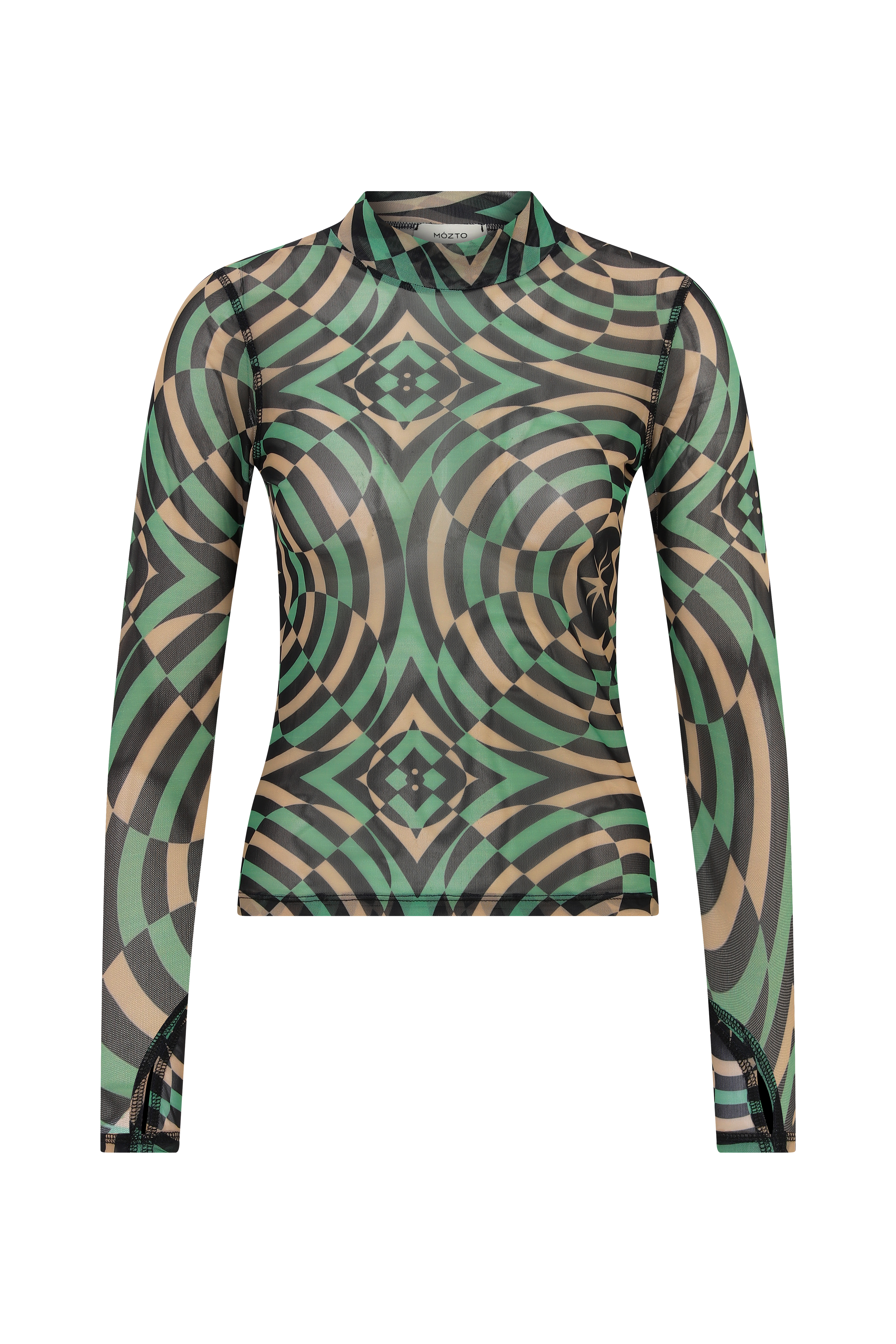 Nora Geometric Printed Green Mesh Body