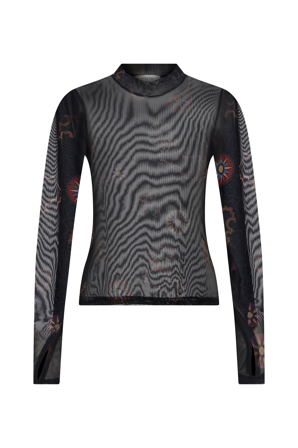 Nora Sun Printed Black Mesh Body