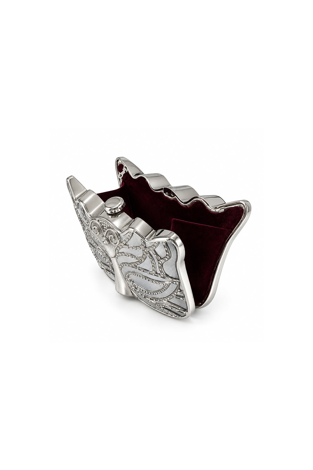 Aila Silver Butterfly-Shaped Metal Clutch
