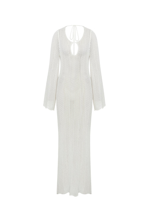 Amaris Knitted White Maxi Beach Dress