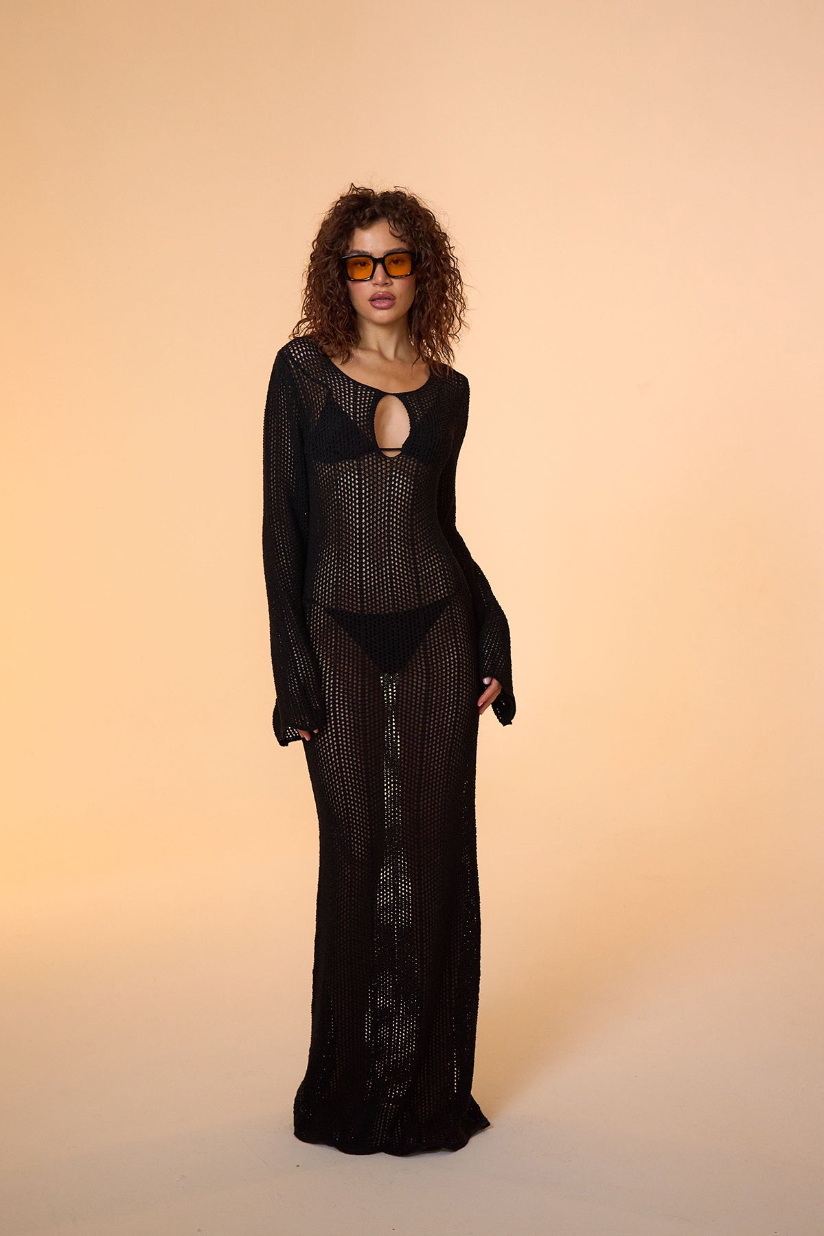 Amaris Knitted Black Maxi Beach Dress