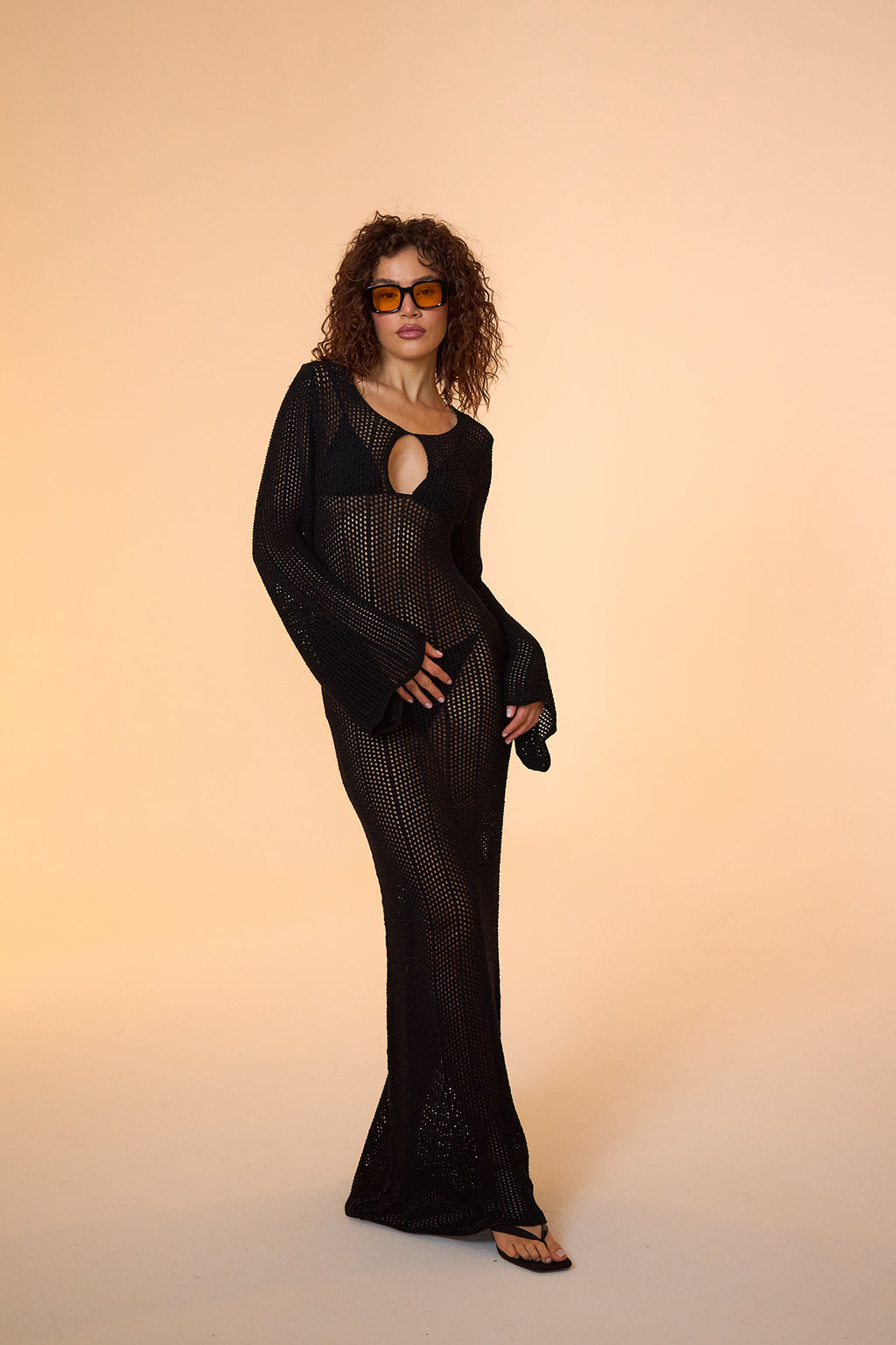 Amaris Knitted Black Maxi Beach Dress