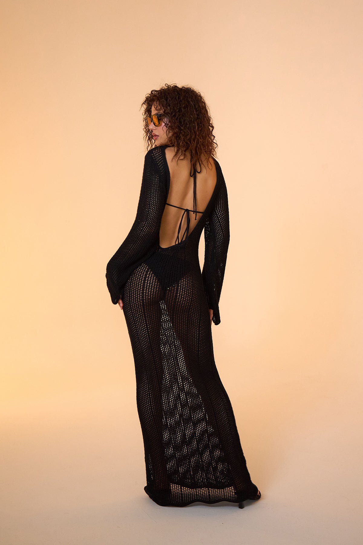 Amaris Knitted Black Maxi Beach Dress