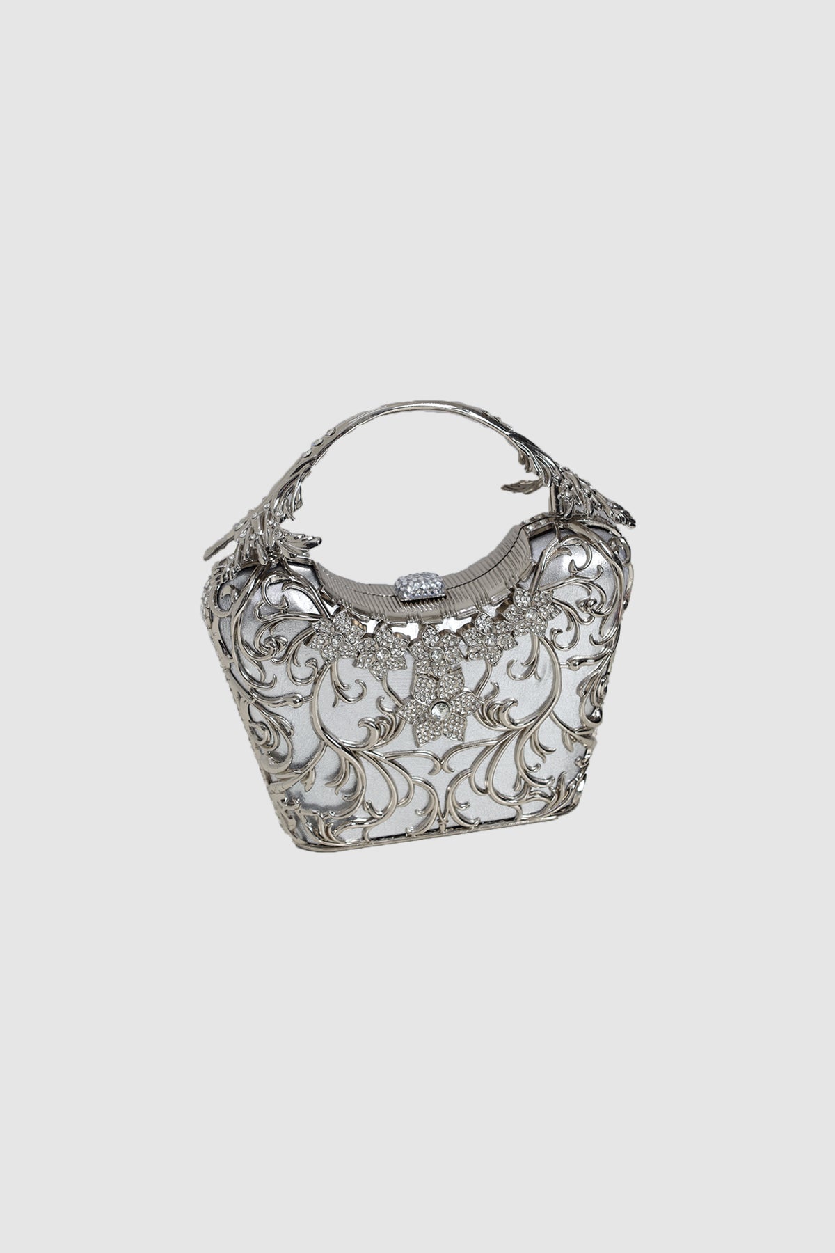 Amelise Silver Crystal Evening Clutch