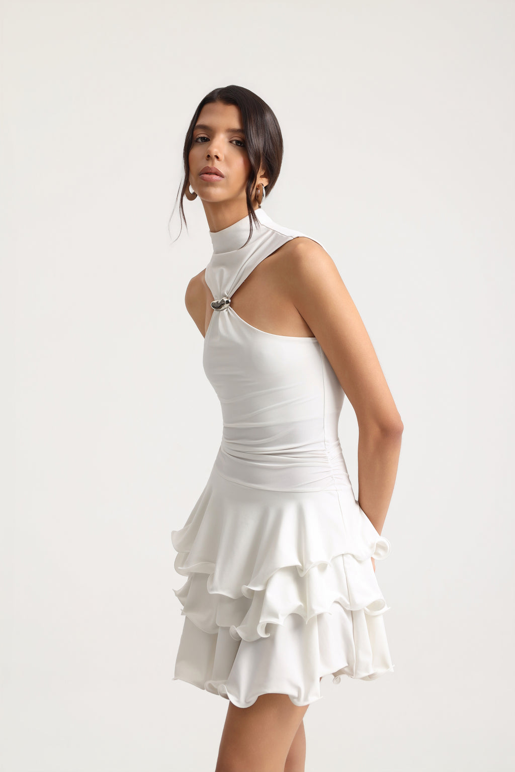 Amoura Halter Yaka Mini Beyaz Elbise
