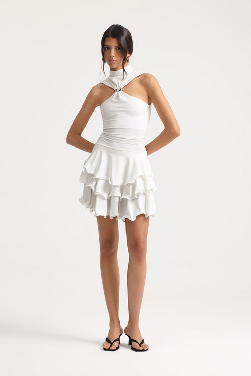 Amoura Halter Neck Mini White Dress