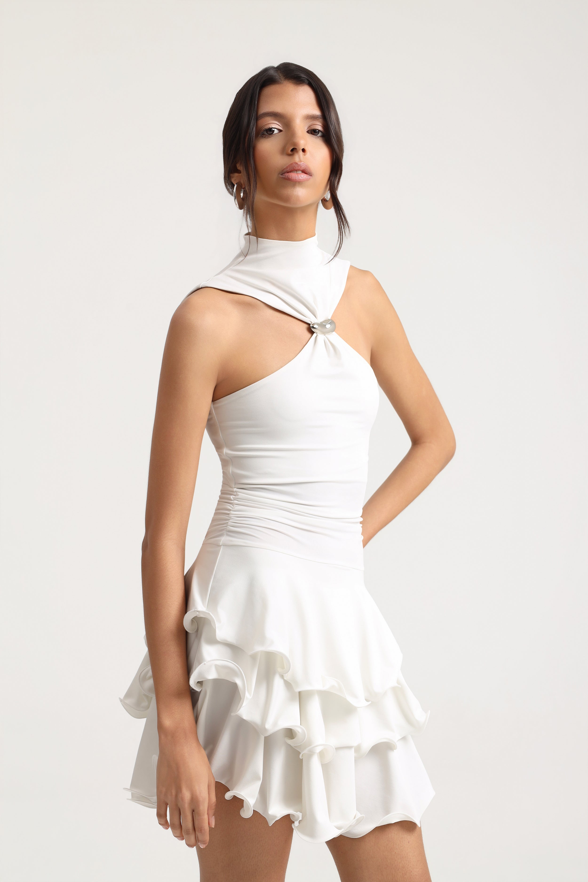 Amoura Halter Neck Mini White Dress