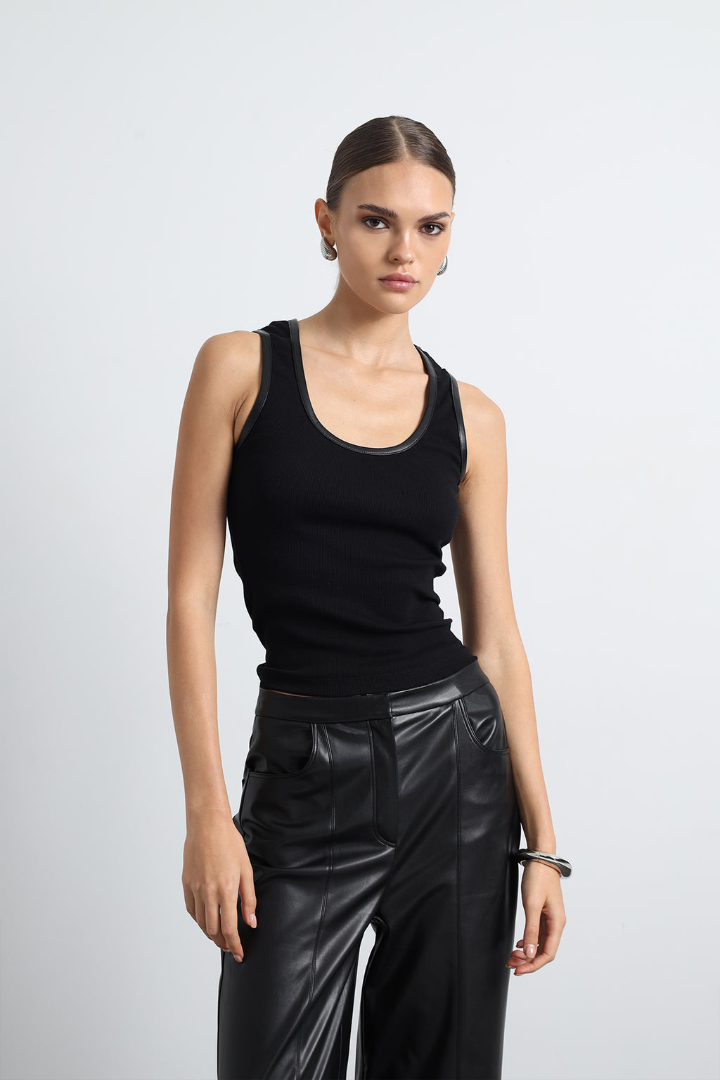 Ardene Leather Detailed Tank Top